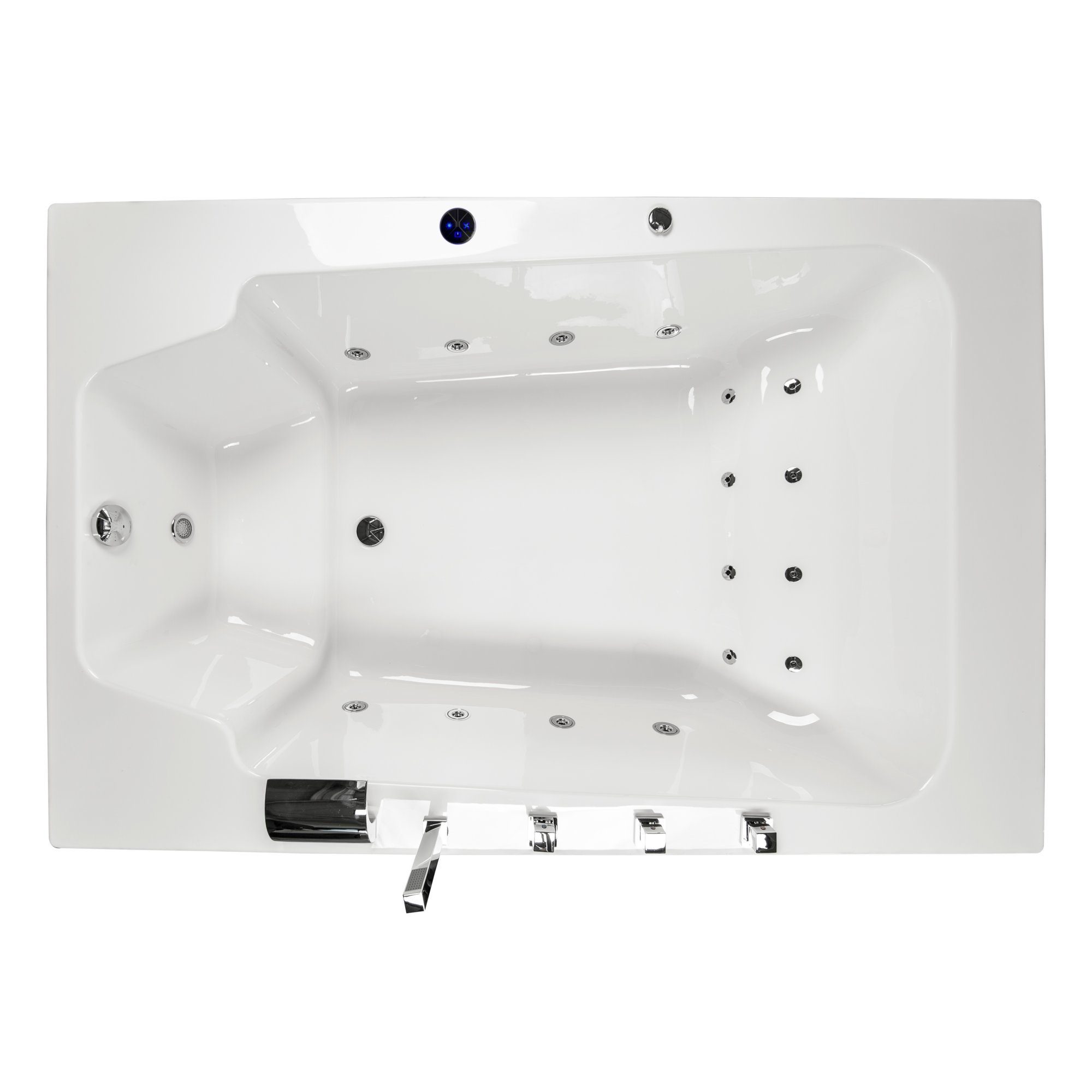 Basera® Whirlpool-Badewanne BASIC Indoor Whirlpool Badewanne XXL Milos 190 x 120 cm für 2 Personen, (Komplett-Set), mit 16 Massagedüsen, Wasserfall, LED