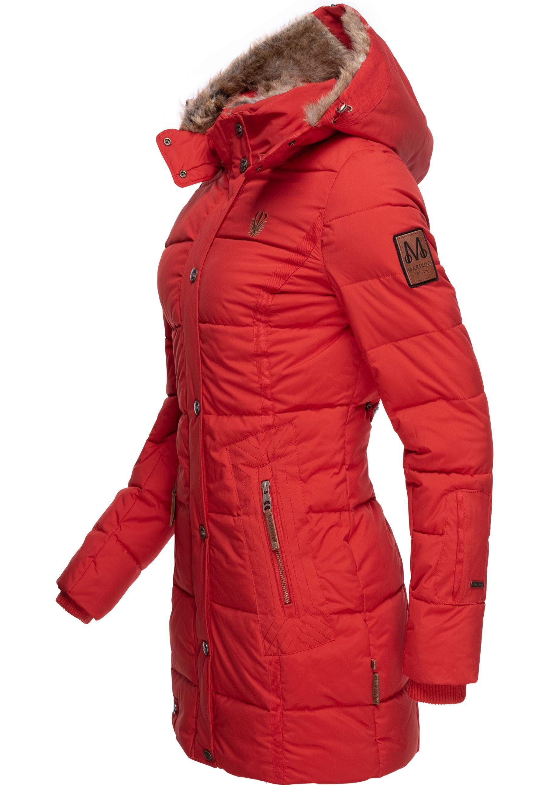 Marikoo Wintermantel Lieblings Jacke stylischer Winter Steppmantel m. Kunstpelz-Kapuze