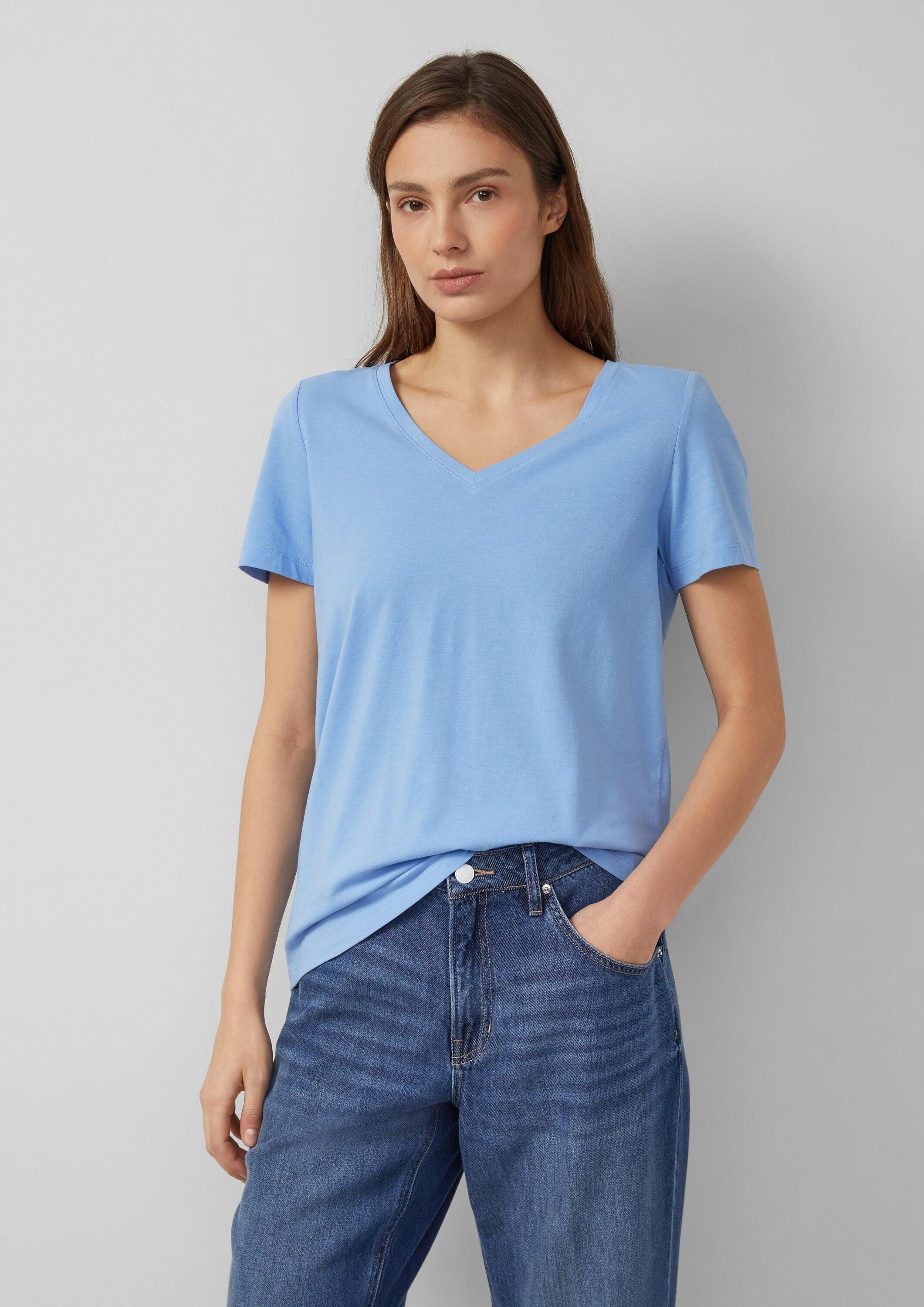 s.Oliver Kurzarmshirt T-Shirt T-Shirt mit V-Ausschnitt