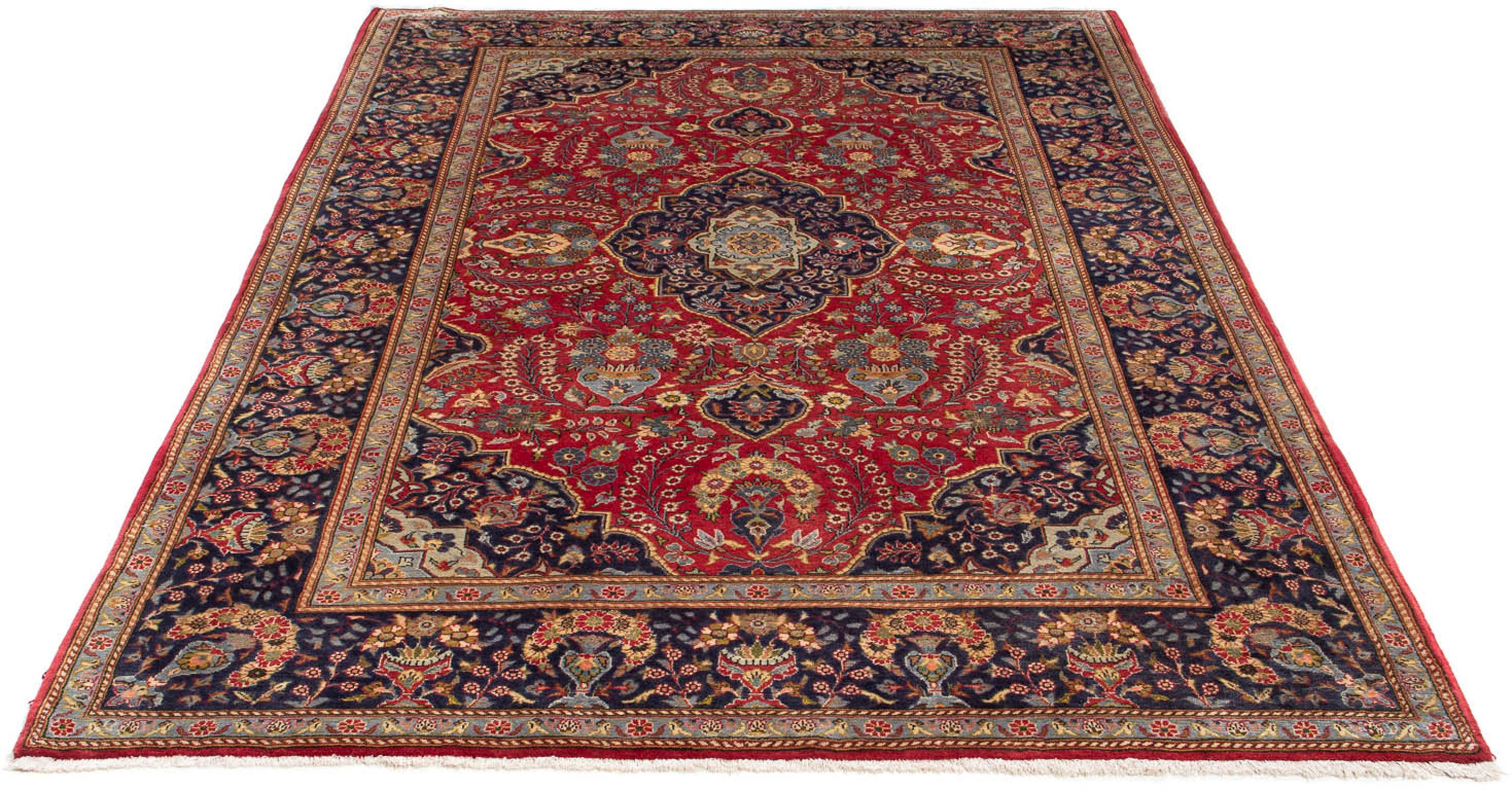 Orientteppich Perser - Keshan - 237 x 160 cm - rot, morgenland, rechteckig, Höhe: 10 mm, Wohnzimmer, Handgeknüpft, Einzelstück mit Zertifikat