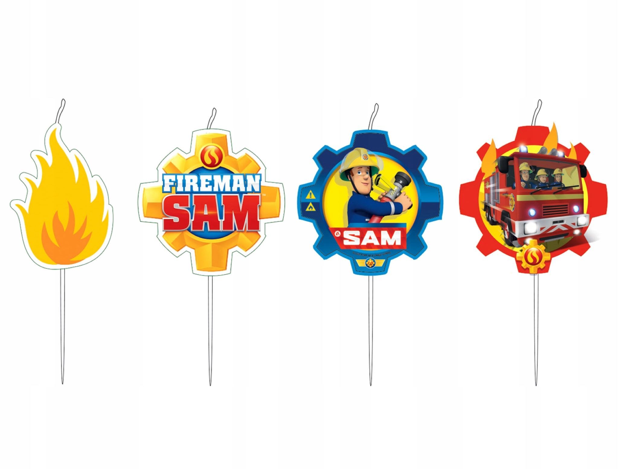 Festivalartikel Geburtstagskerze Geburtstagskerzen Feuerwehrmann Sam - 4er Set, 6 cm
