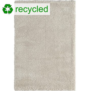 Teppich Umweltfreundlicher Recycle Flauschteppich Wohnzimmer, weiß, Teppich-Traum, rechteckig, Hautfreundlich, Strapazierfähig, Für Allergiker geeignet