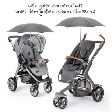 Zamboo Kinderwagenschirm Universal Melange Grey, Sonnenschirm Sonnenschutz für Kinderwagen & Buggy - UV Schutz 50+