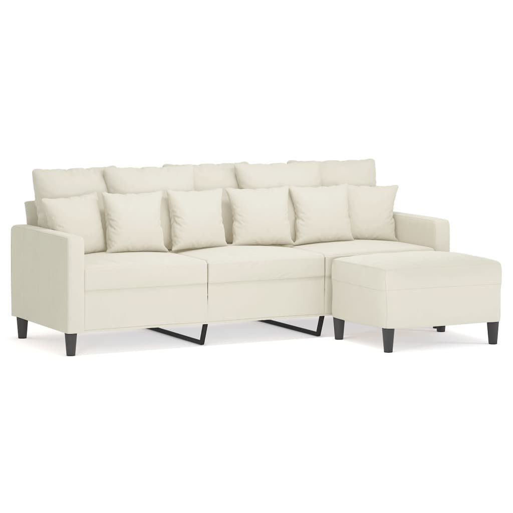 vidaXL Sofa 3-Sitzer-Sofa mit Hocker Creme günstig online kaufen