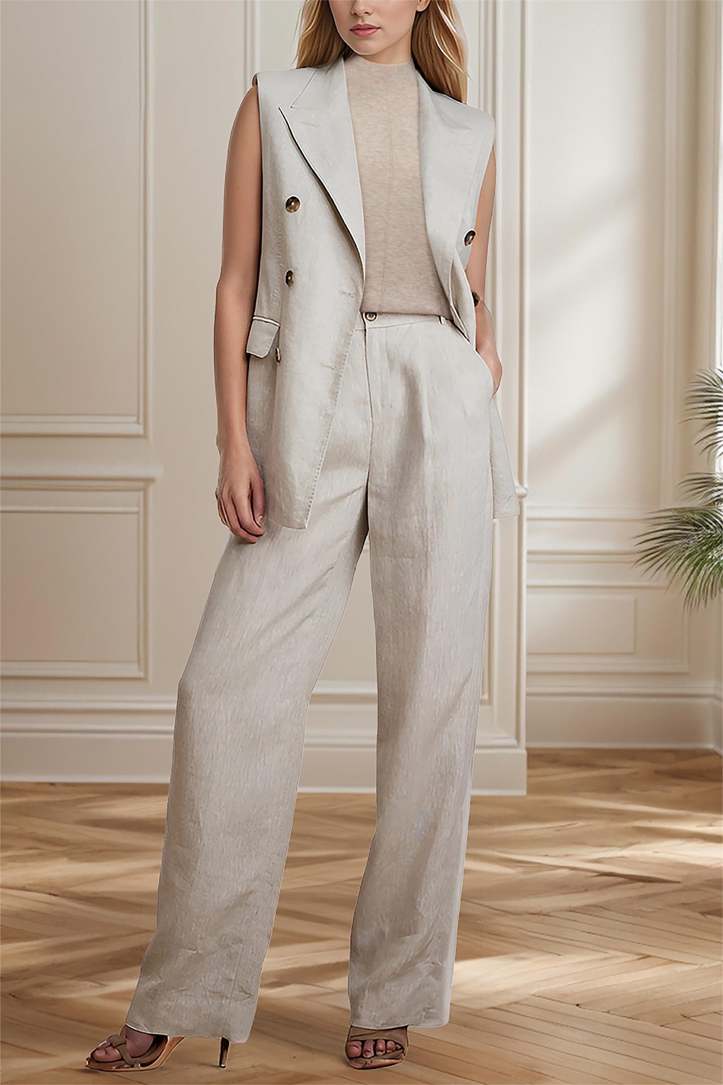 Arach&Cloz Pullunder Damen Pullover Wollmischung Rundhalspullover Strickpullover Business Casual Weste Wollpullover Kurzarmpullover mit Stehkragen