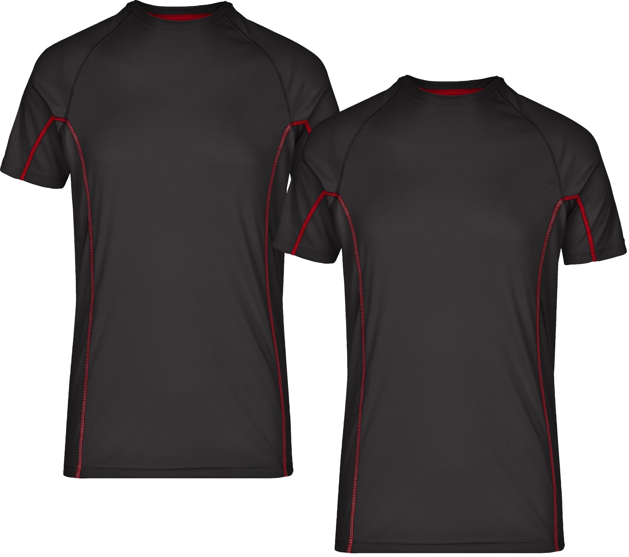 James & Nicholson Laufshirt Doppelpack Herren Sportshirt modische reflektierende Details JN421 (Doppelpack, 2 Stück) Feuchtigkeitsregulierend, atmungsaktiv und schnell trocknend