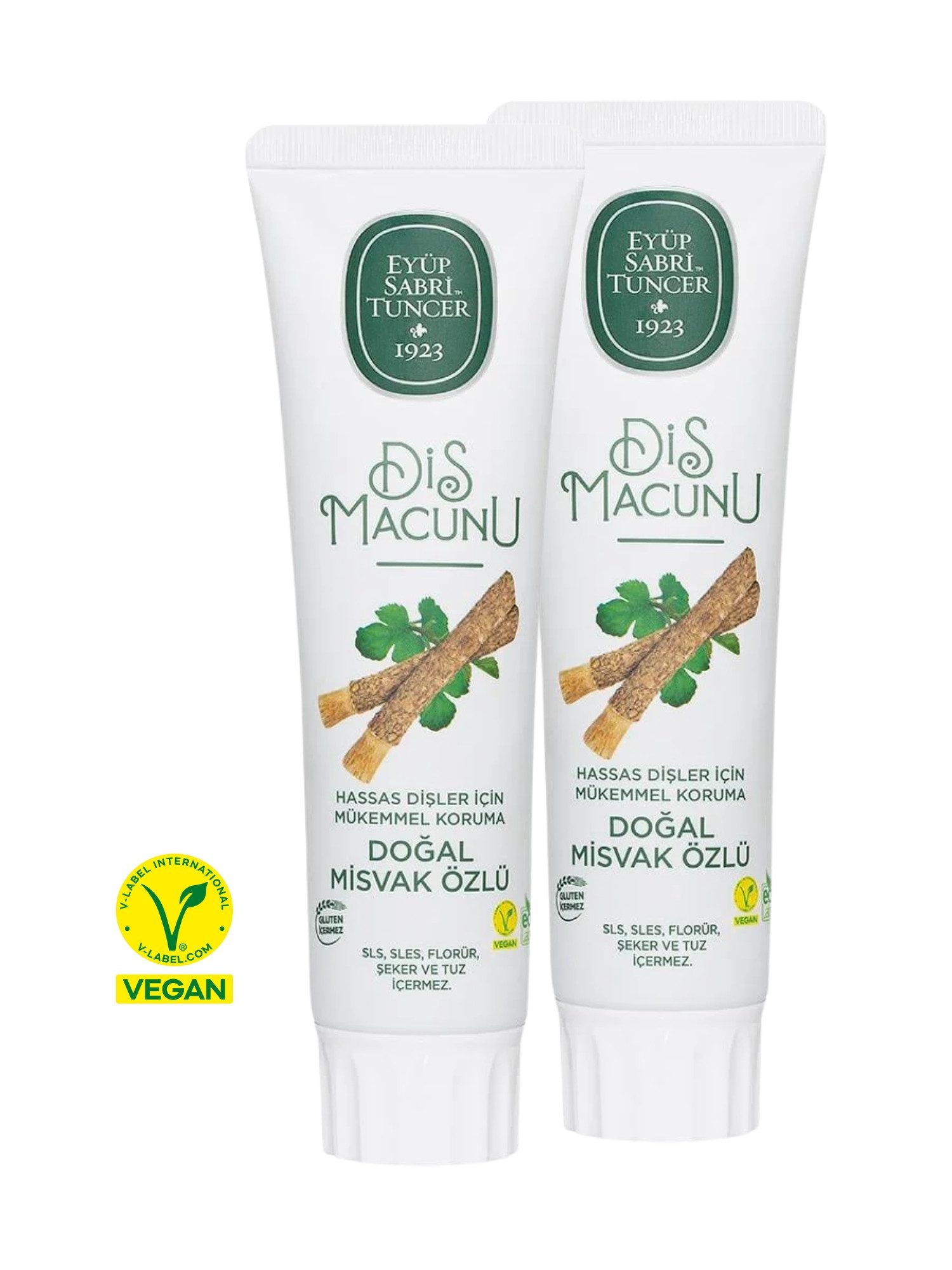 EYÜP SABRI TUNCER Zahnpasta Miswak Zahnpasta – Vegan & Natürlich & Fluoridfrei & Zuckerfrei, (2-St) Fluoridfrei, Ohne SLS&SLES, Ohne Zucker, Mit Stevia & Miswak-Extrakt