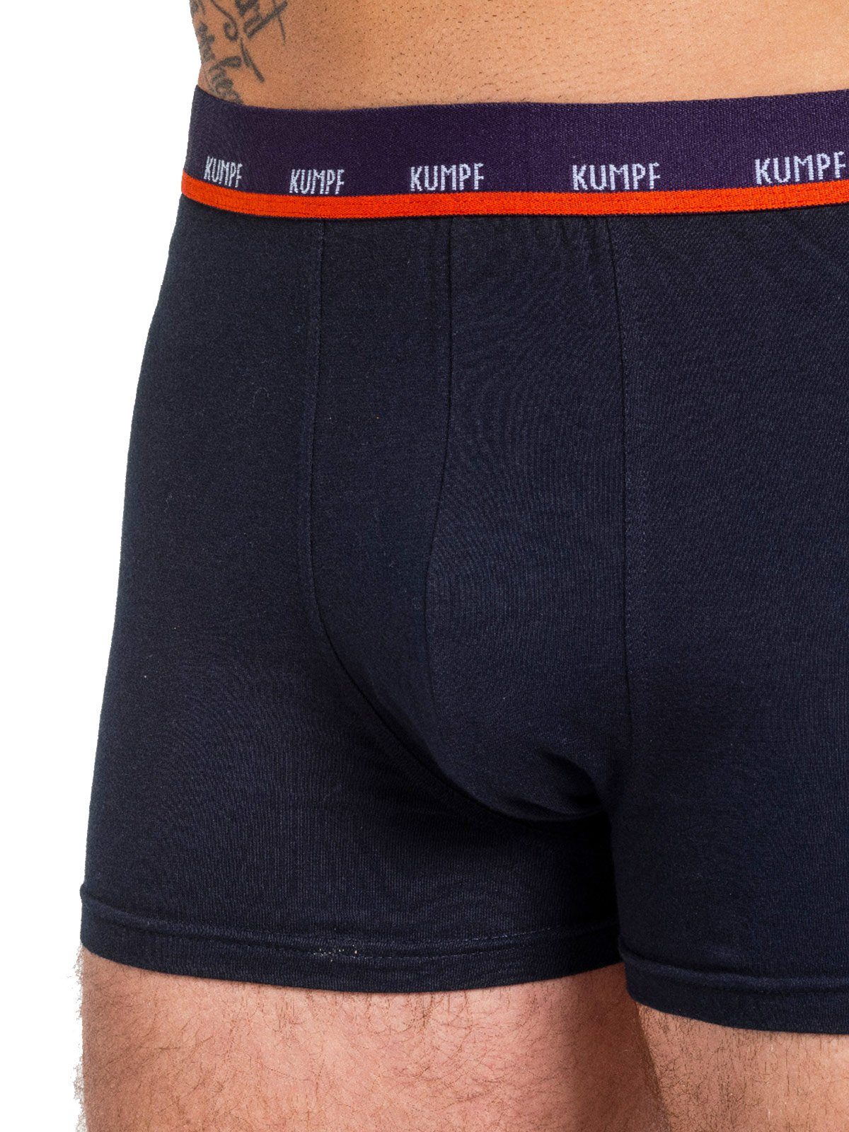 mit Pack Materialmix Stretch navy Herren Gummibund KUMPF Cotton Pants 3-St) (Packung, 3er Pants Retro