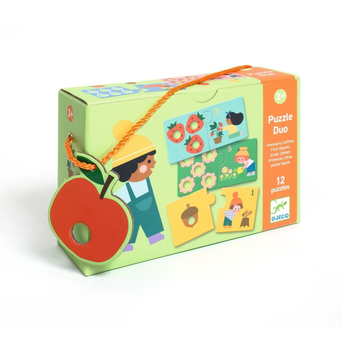 DJECO Puzzle DUO Puzzle: Erste Zahlen bis 6 lernen für Kinder, Puzzleteile, Zuordnungspuzzle von Djeco