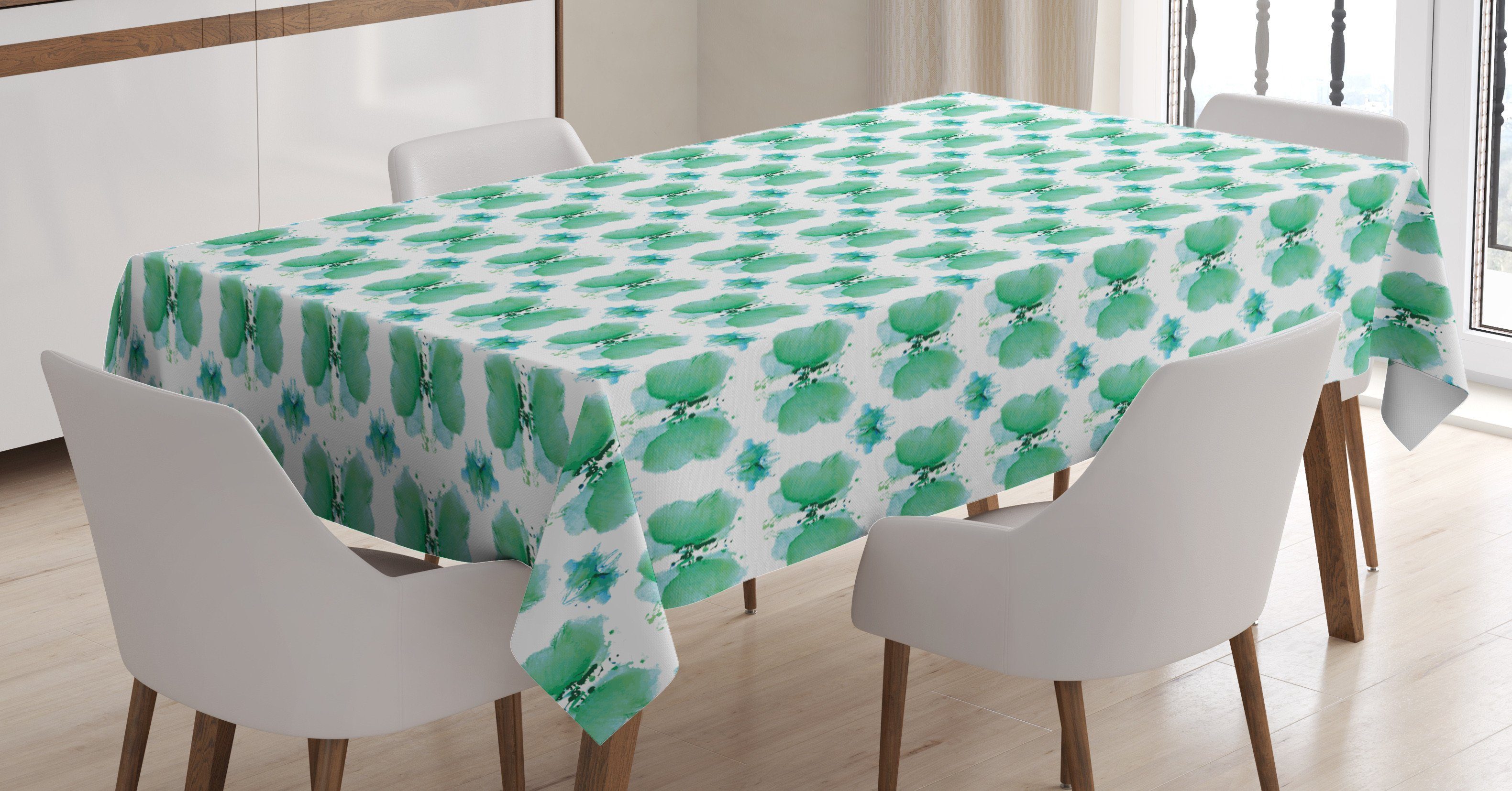 Abakuhaus Tischdecke Farbfest geeignet den Bereich Grün Aquarell Waschbar Für Farben, und Abstrakt Außen Weiß Klare