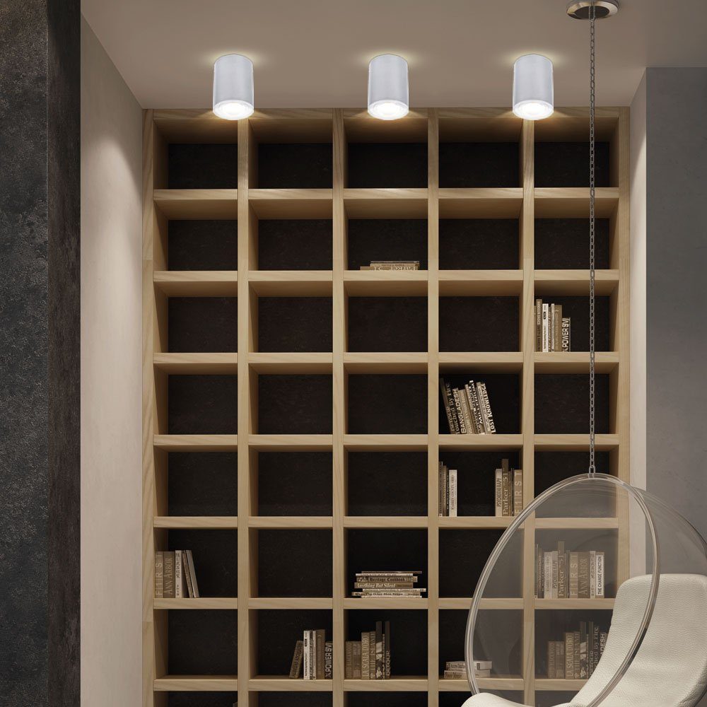 etc-shop LED Einbaustrahler, 3er Set Decken Lampe Spot Beleuchtung Zylinder Wohnraum Flur