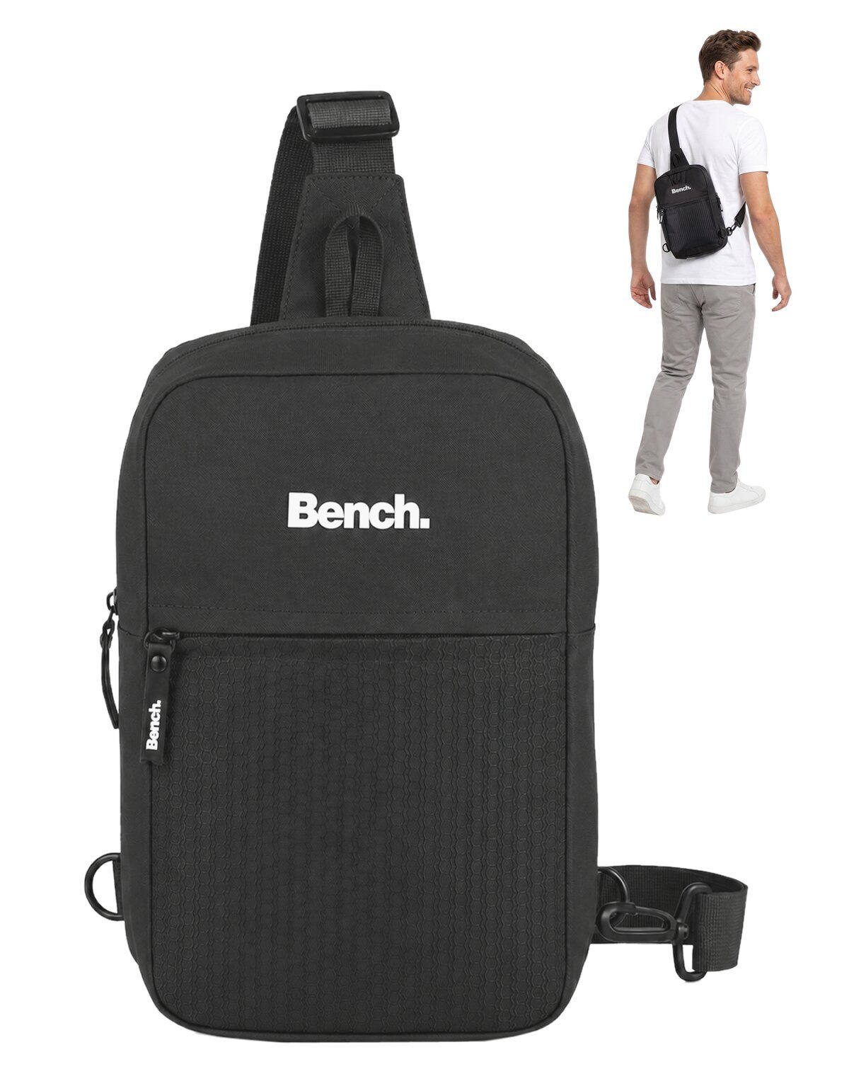 Bench. Rucksack Eingurt Freizeitrucksack Crossbody Tasche Sport, Fahrradrucksack Wandern Damen Herren Bike Sling Bag 64206 + Etui
