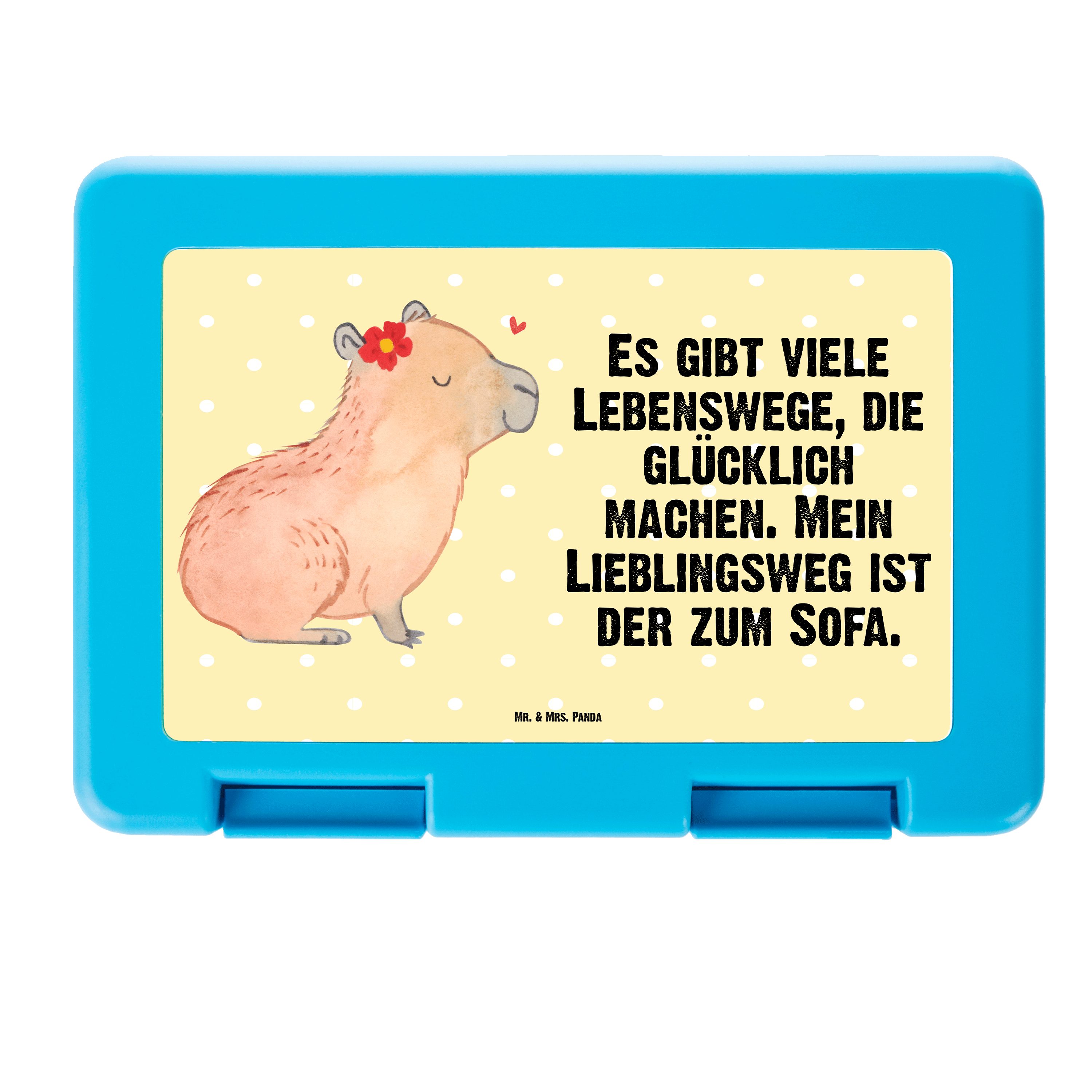 Mr. & Mrs. Panda Butterdose Capybara Blume - Gelb Pastell - Geschenk, Lunch box, Snackbox, Tiere, Premium Kunststoff, (1-tlg)