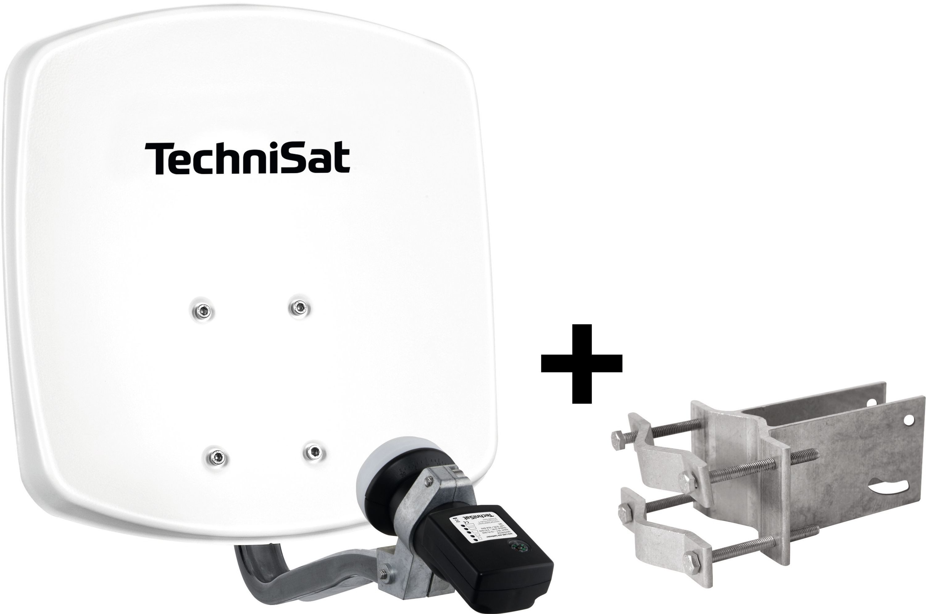 TechniSat DIGIDISH 33 Satfinder V/H-LNB, An-Rohr-Fitting Sat-Spiegel (33 cm, Aluminium, LNB mit Satfinder)