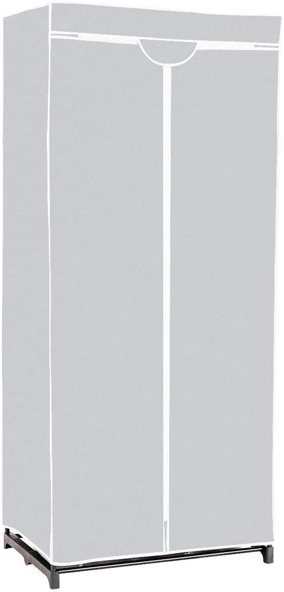 COSTWAY Stoffschrank Keiderschrank mit Kleiderstange, grau 172x74x50cm