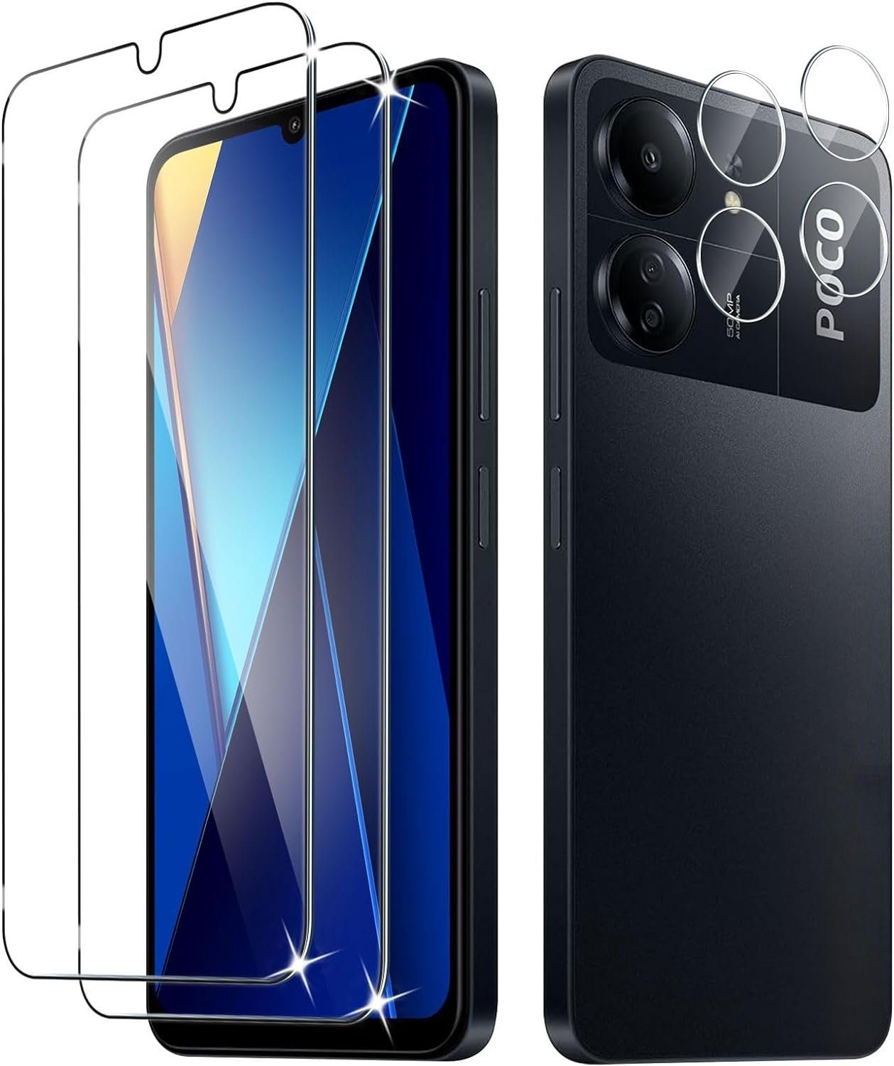 MSM Displayschutzglas 2X Schutzglas (Display + Kamera) für Xiaomi POCO C65 Panzerfolie – Bild 2 von 5