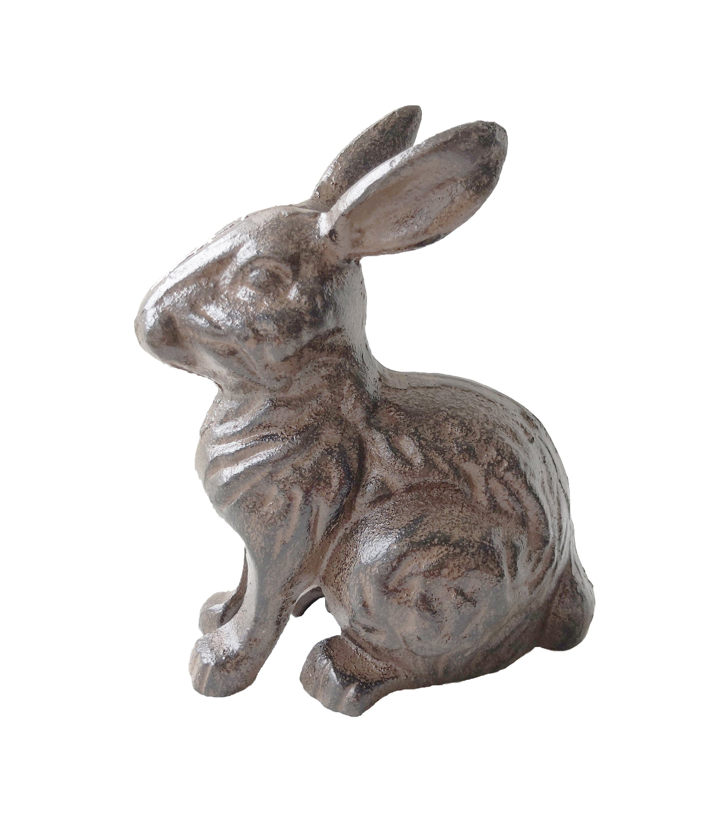 Dehner Gartenfigur Hase aus Gusseisen,18.5 x 15 x 10.4 cm, Garten Deko, frostbeständig