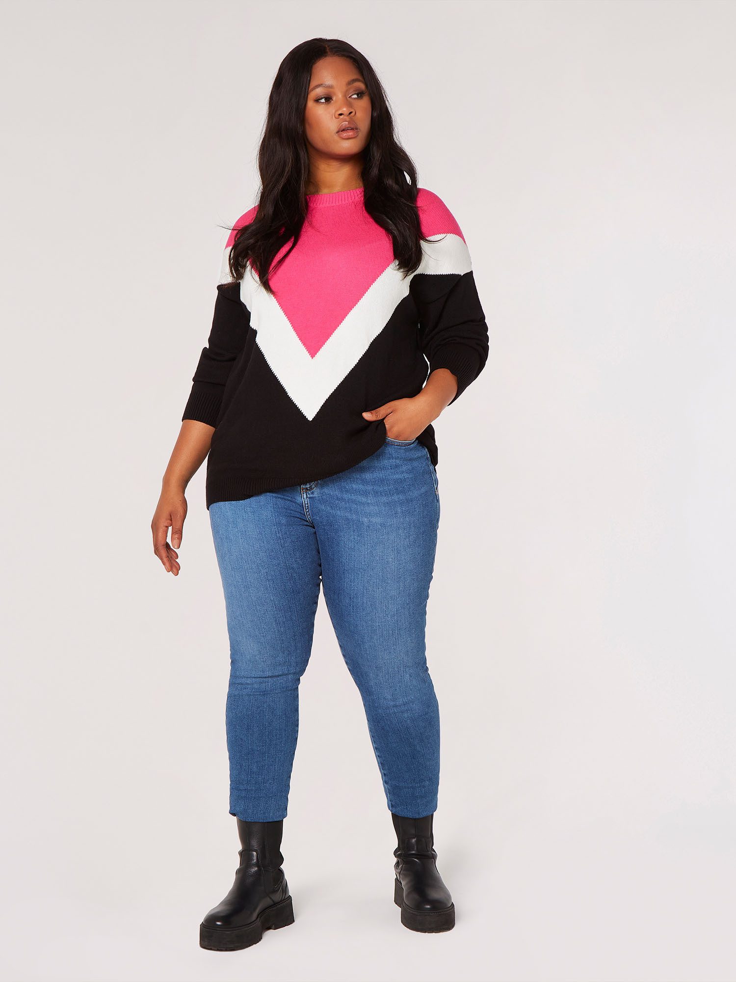 Apricot Strickpullover Chevron Pullover, im Farbblock-Design günstig online kaufen