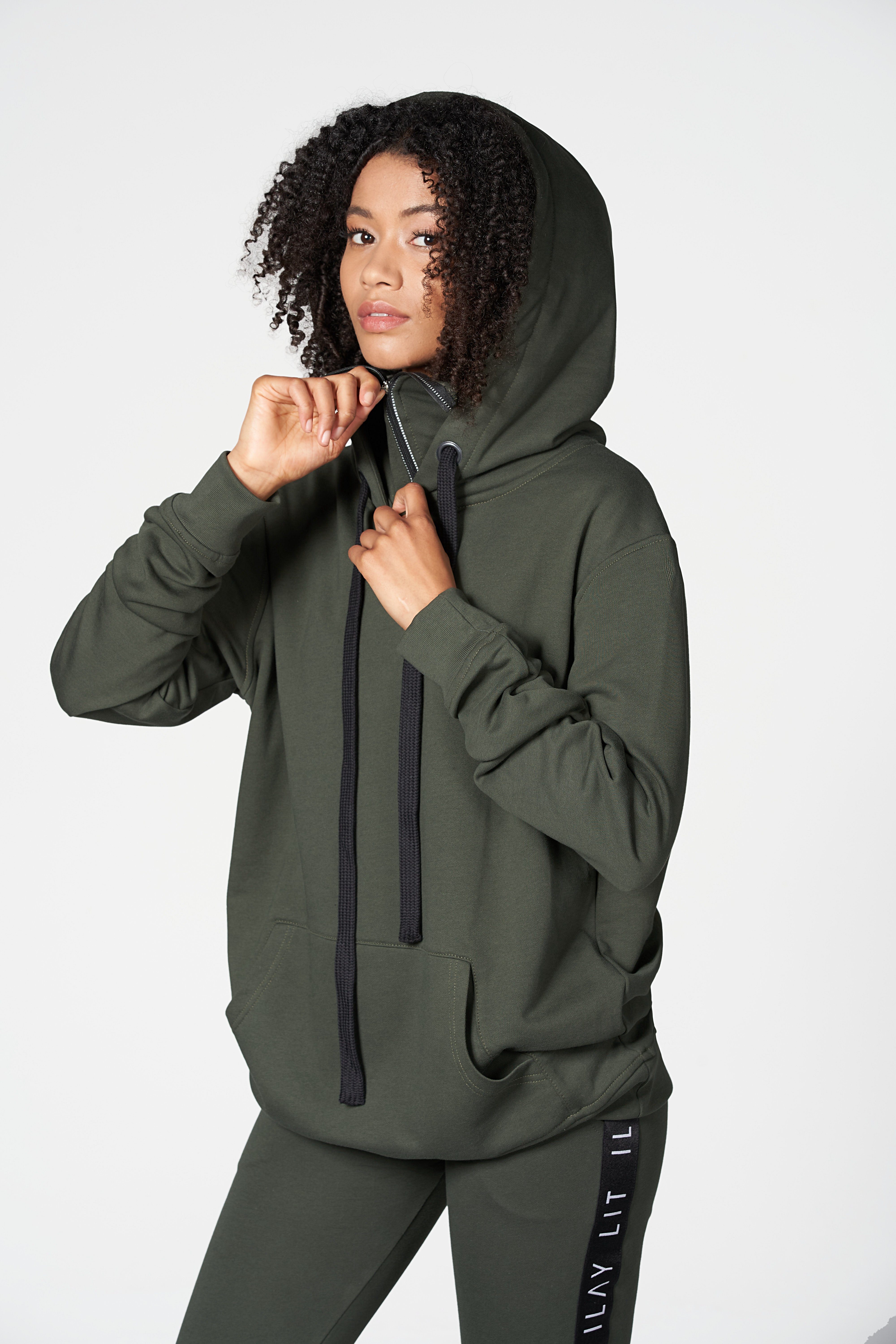 Hoodie Mask Hoodie mit Face Cover & Kapuze - Unisex Techwear Hoodie Olive