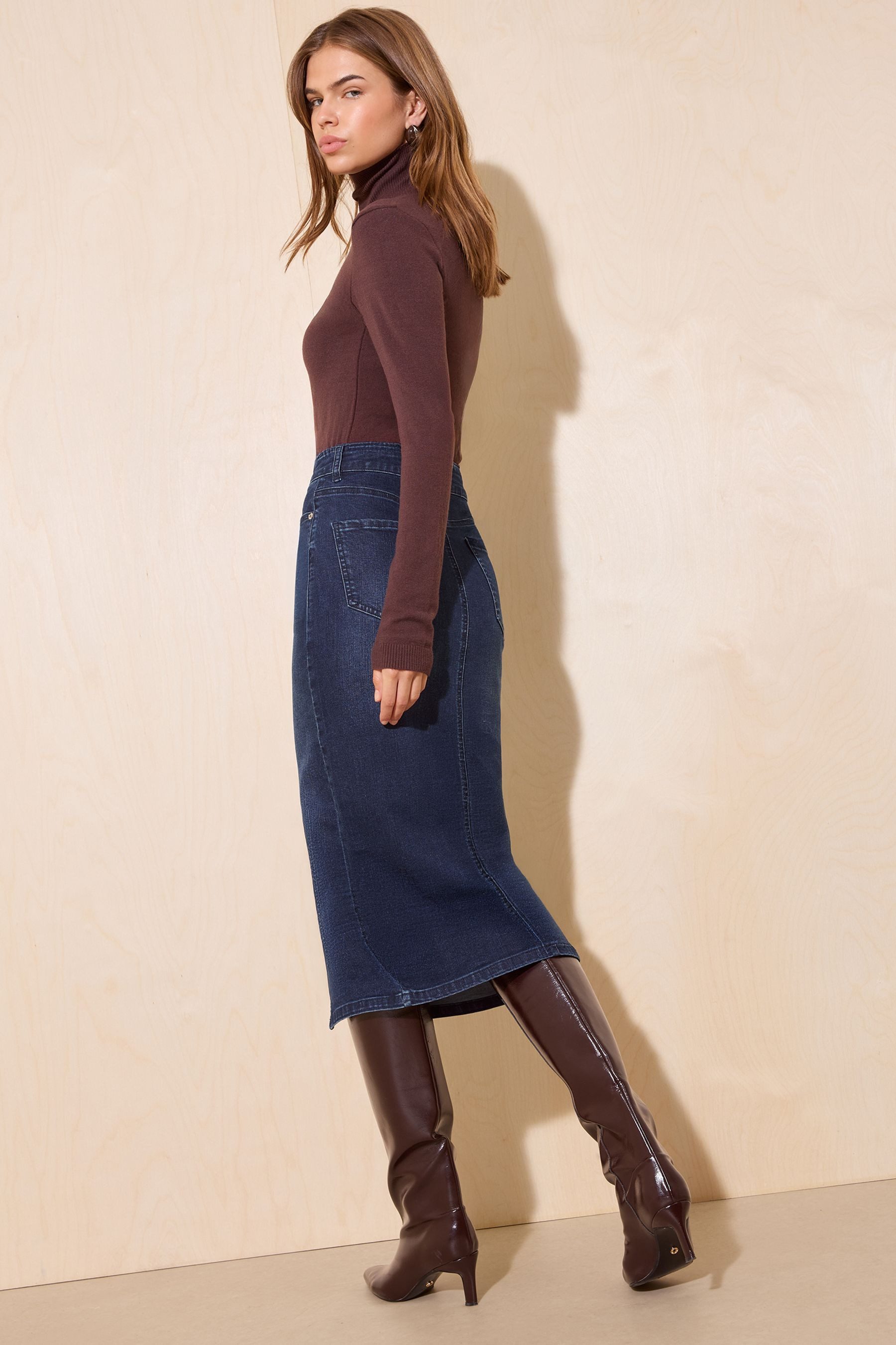 Friends Like These Midirock Friends Like These Denim-Midirock mit Schlitz (1-tlg) – Bild 5 von 5