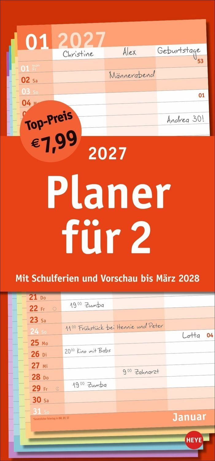 HEYE Wandkalender Basic Planer für zwei 2027