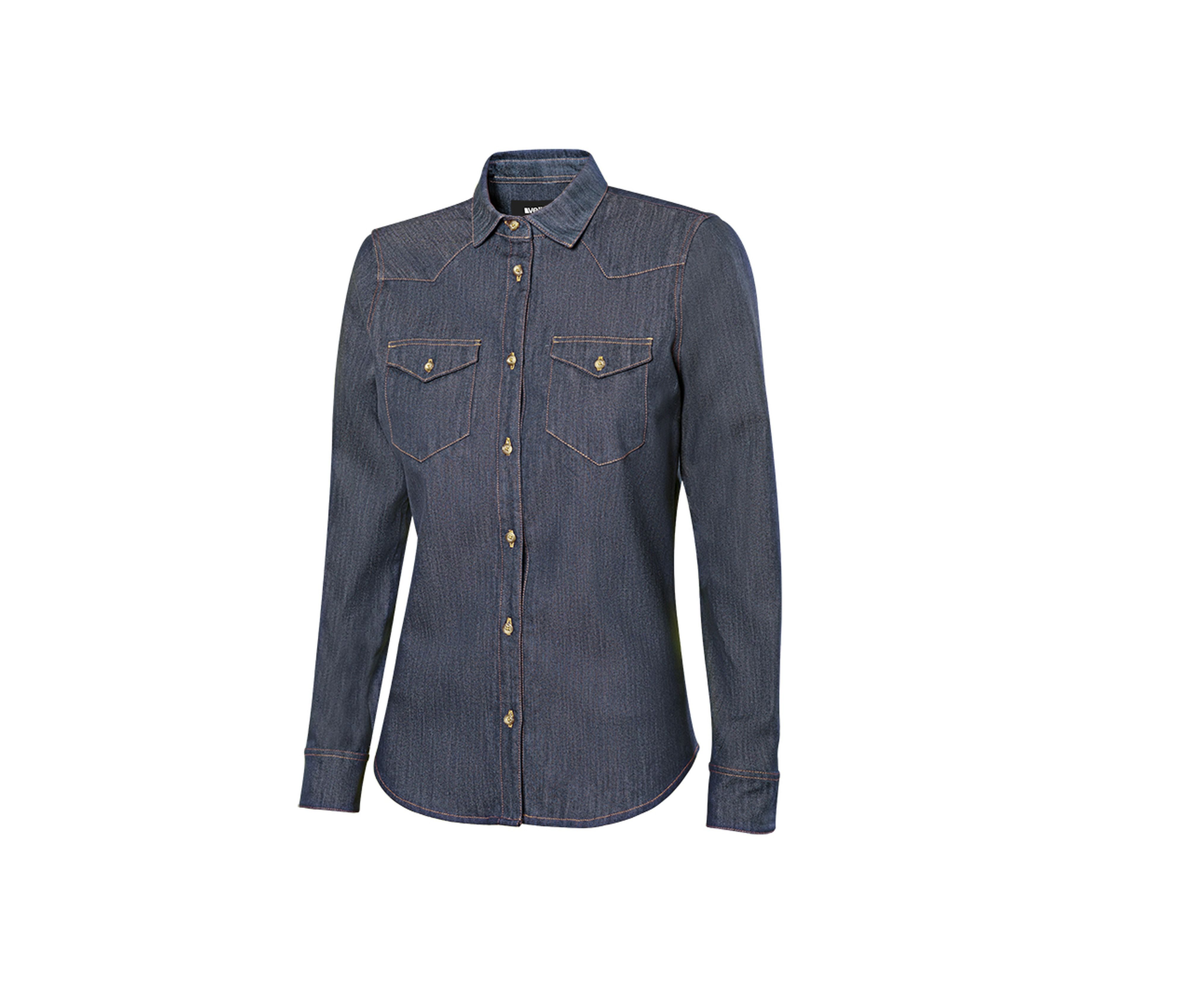 Velilla Jeansbluse Damen Stretch Bluse Langarm mit taillierter Passform