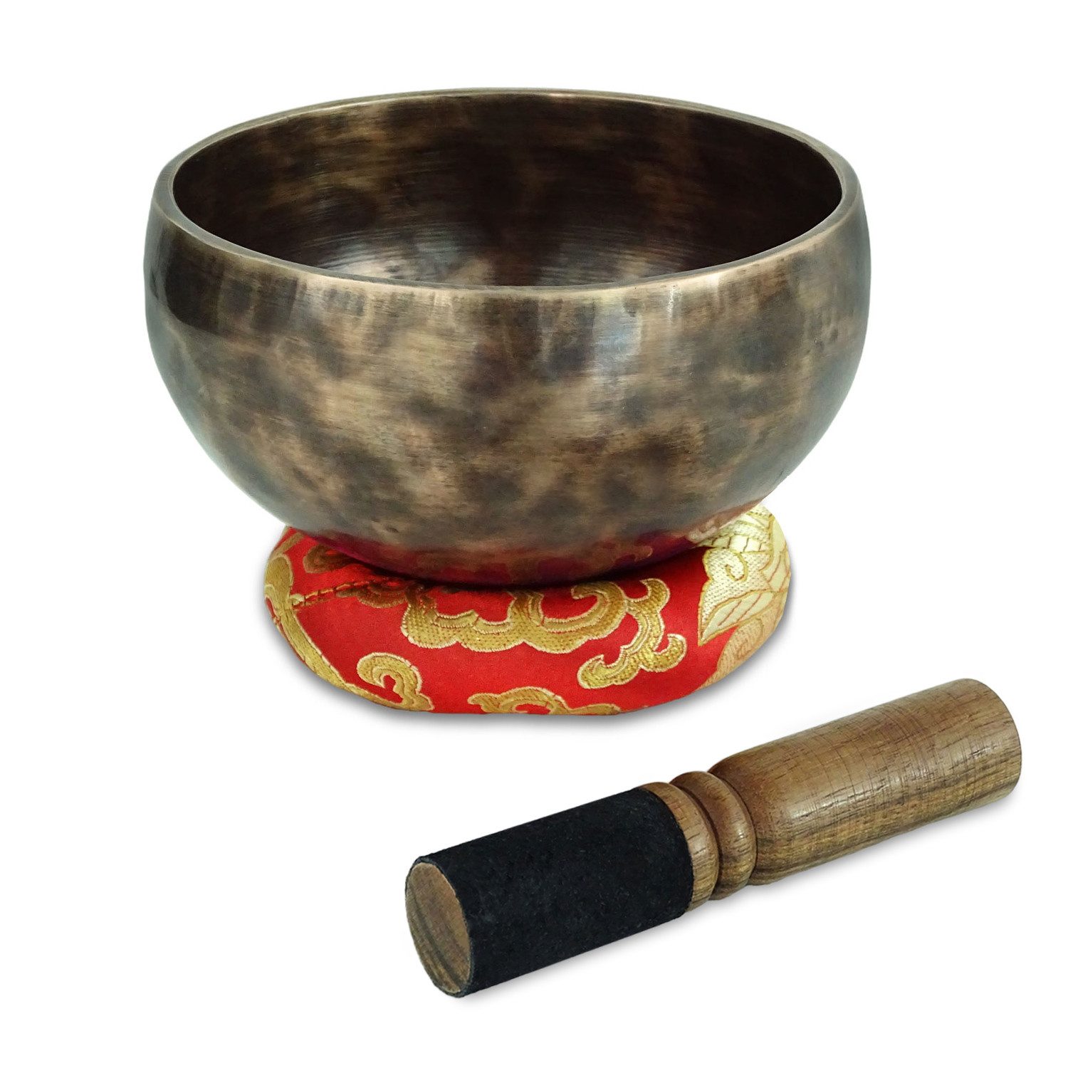 keepdrum Поющие чаши keepdrum Tibetische Bronze-Klangschale 12 cm,Bronze-Klangschale, Bronze-Klangschale mit Reiber und Kissen