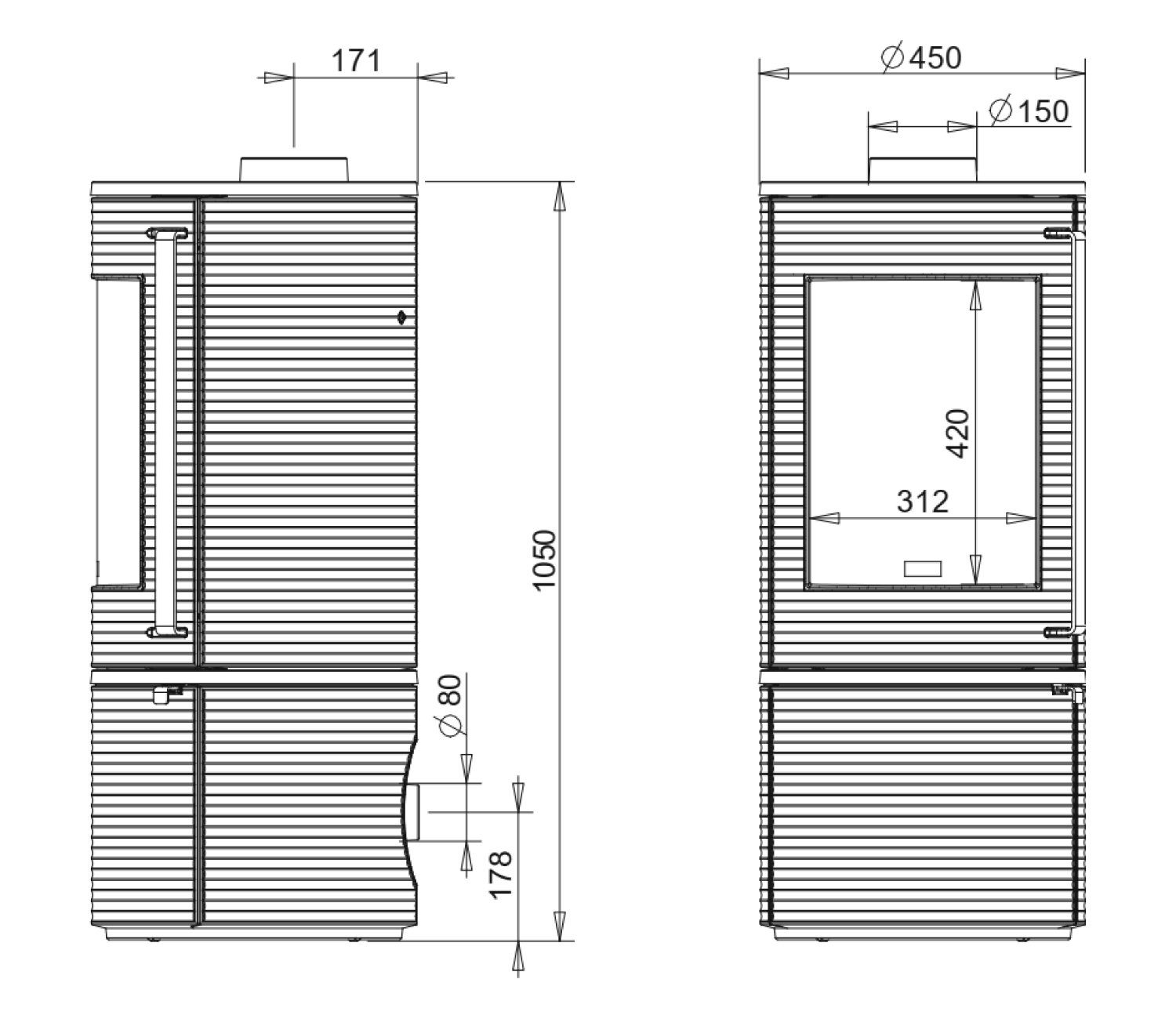 Oku, Wamsler kW, 148 m3: in 7,00 Raumheizvermögen Kaminofen