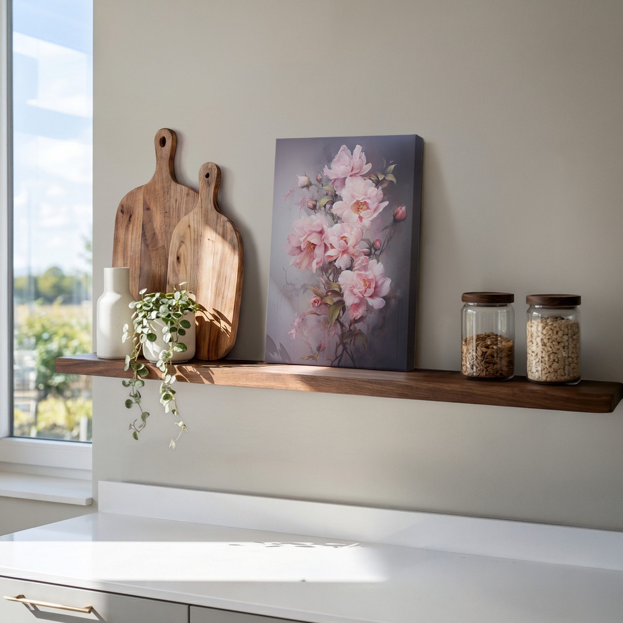 OneMillionCanvasses® Leinwandbild Rosen - Blumen - Rosa - Kunst - Aquarell, Fotodruck (1 St), Leinwand Canvas Wandbild, Wanddekoration 20x30 cm – Bild 5 von 5