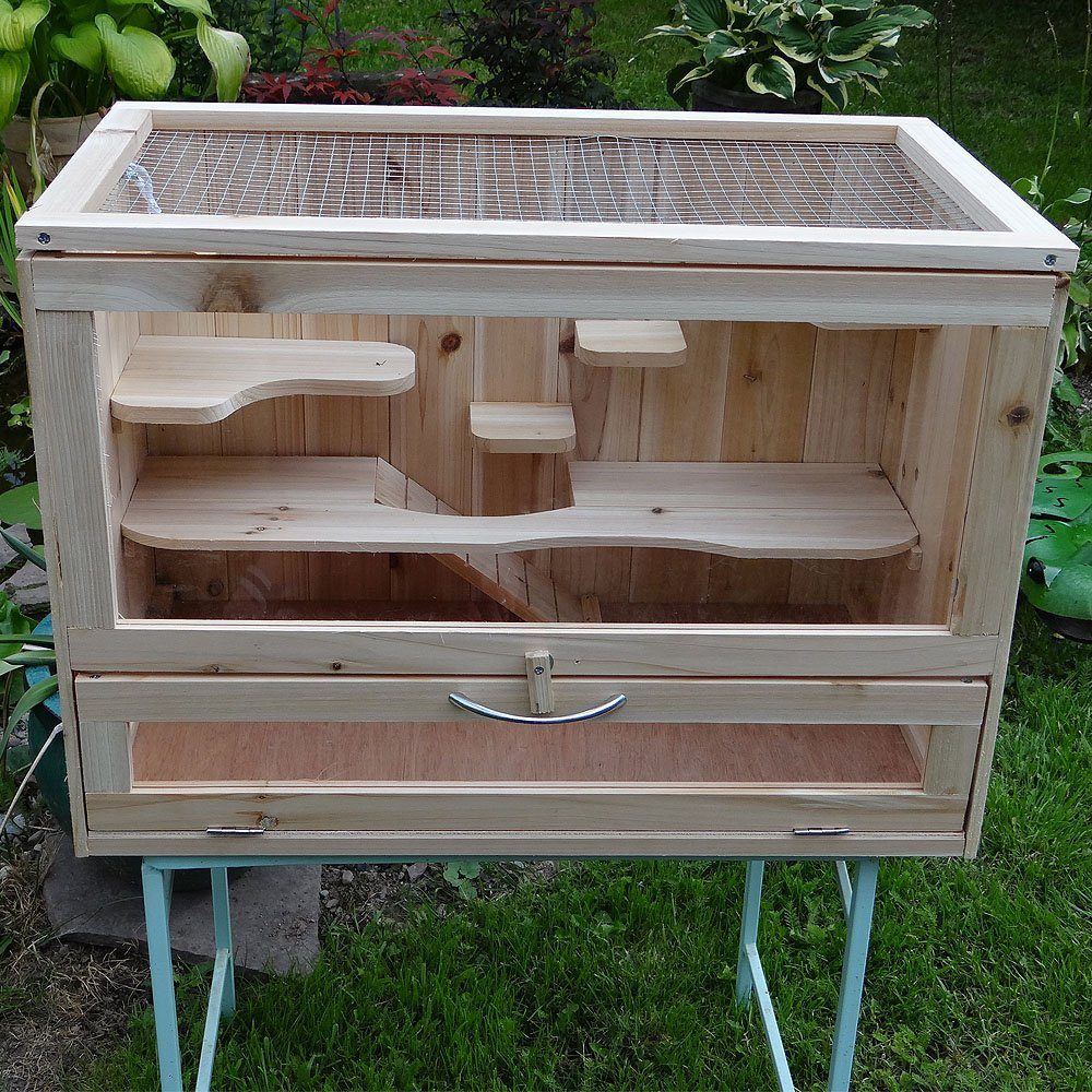 Feel2Home Kleintierkäfig Nagerkäfig Kleintierstall Mäusekäfig Holz versch. Etagen Hamsterkäfig, 5 Etagen