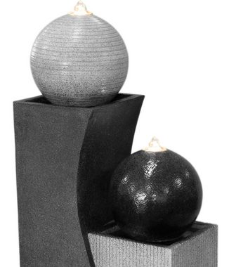 Dehner Gartenbrunnen Ying Yang LED, ca. 94 x 41.5 x 24 cm, Polyresin, 41,5 cm Breite, ästhetisches Kunststein-Wasserspiel inkl. Beleuchtung, Pumpe und Trafo