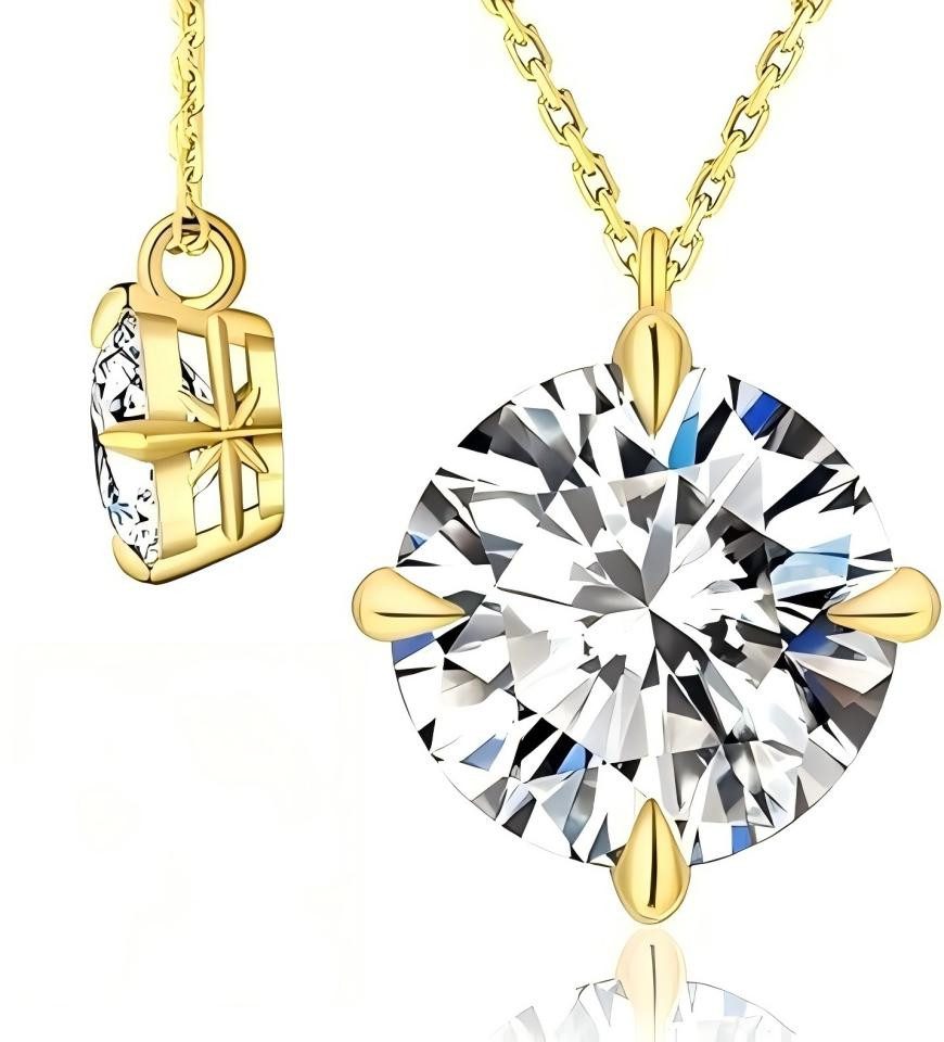 Kette mit Anhänger Diamantanhänger 2ct,roud Anhänger Damen,Geburtstagsgeschenk