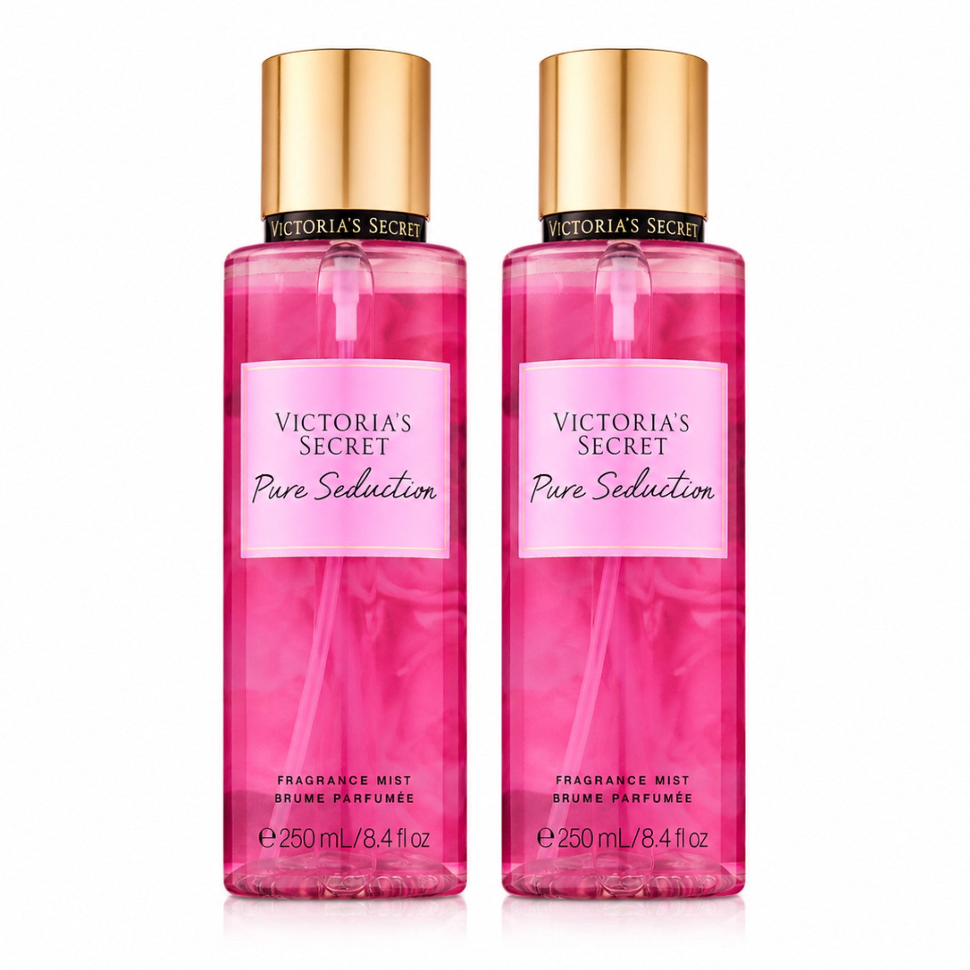 Victorias Secret Duft-Set Pure Seduction Fragrance Mist Doppelpack 2 × 250 ml, 2-tlg., Doppelpack mit fruchtig-süßem Duft und 500 ml Gesamtinhalt