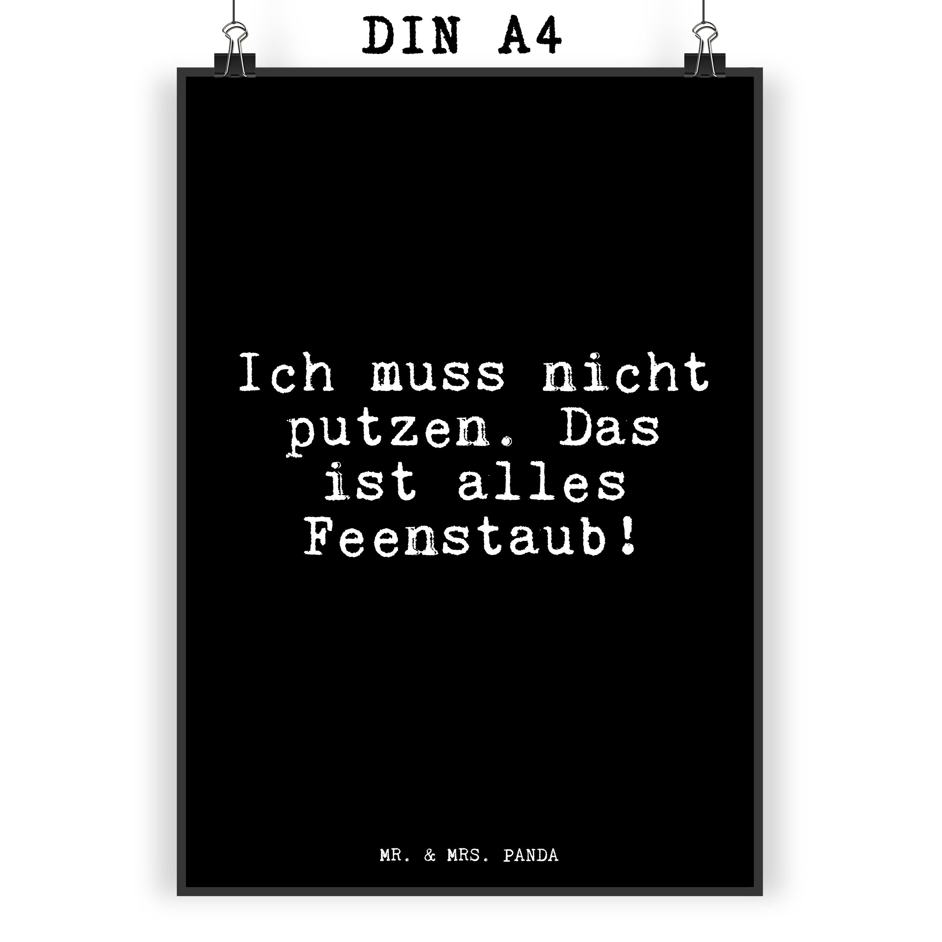 Mr. & Mrs. Panda Poster »Ich muss nicht putzen.... Schwarz Geschenk