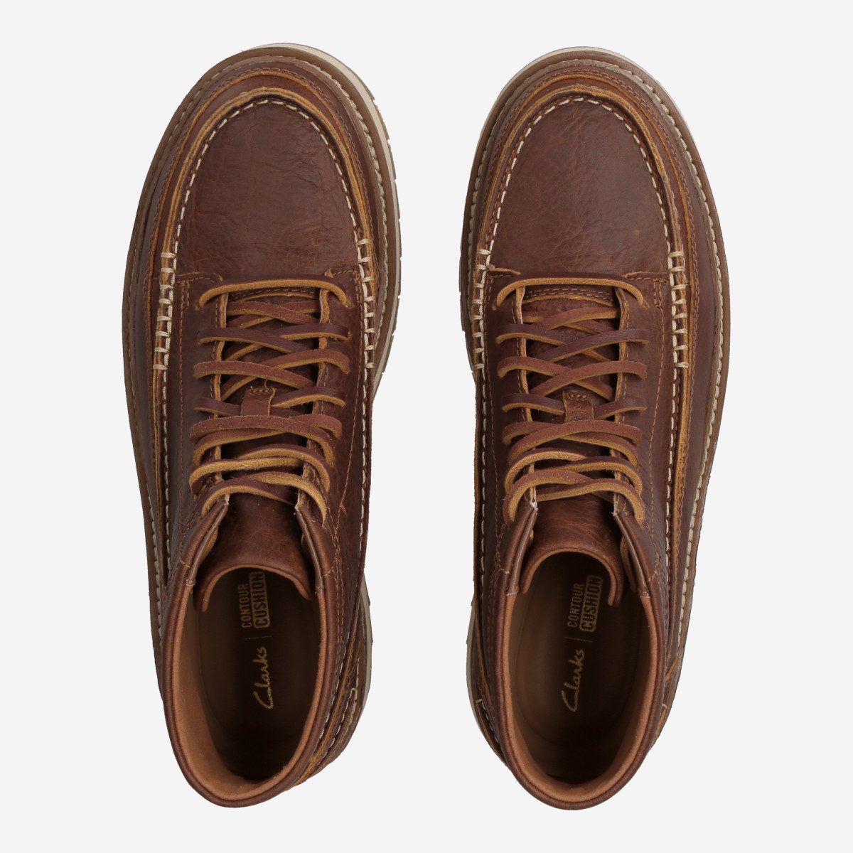 Clarks Originals Clarkhill Mid - Scarponcini Uomo In Pelle Marrone Con Suola Contour Cushion - EU 45 - 3