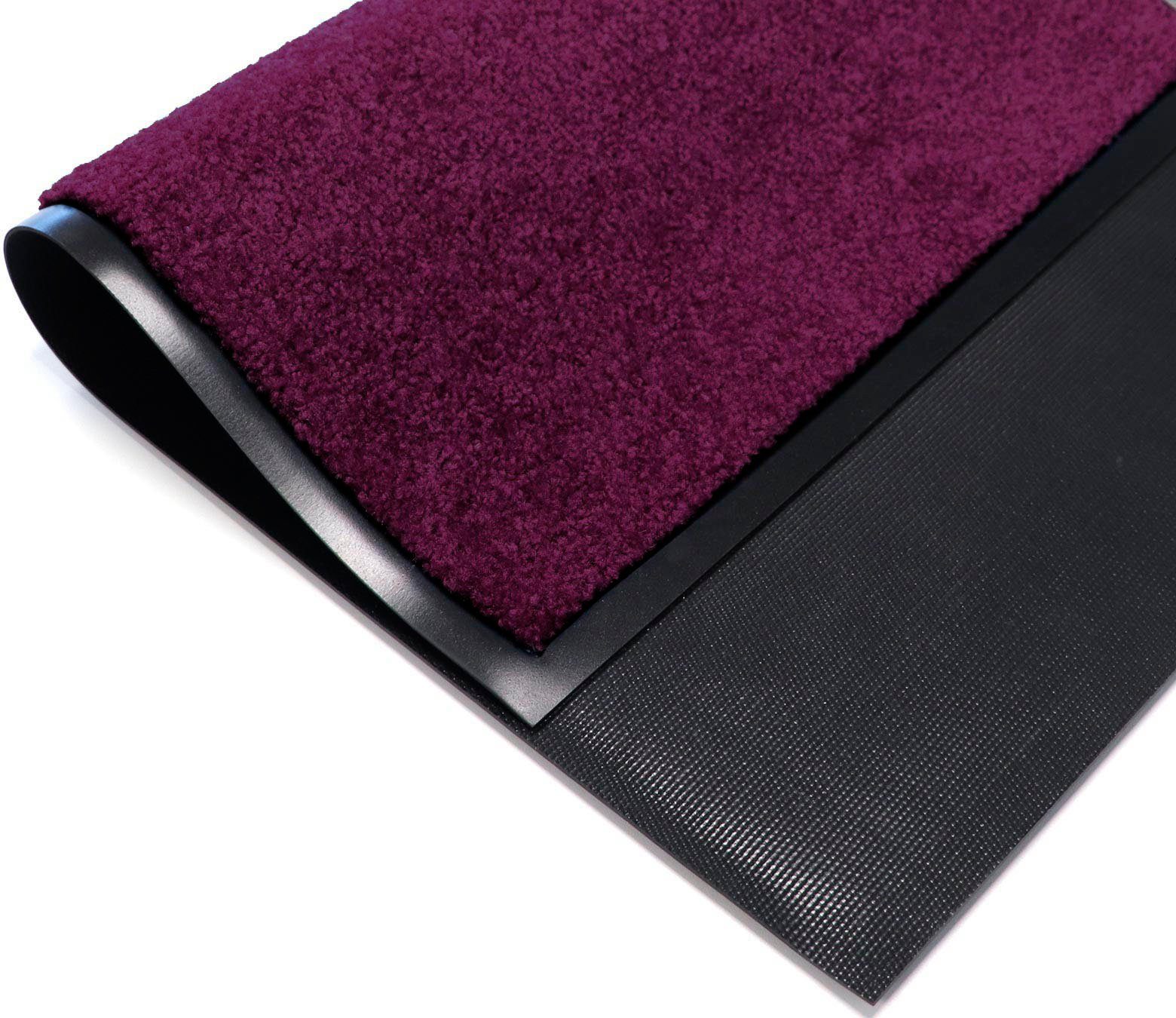 8 Schmutzfangmatte UV-beständig, Höhe: Textil, CLEAN Schmutzfangmatte, rechteckig, Primaflor-Ideen PRO, lila Fußmatte mm, in waschbar Uni-Farben,