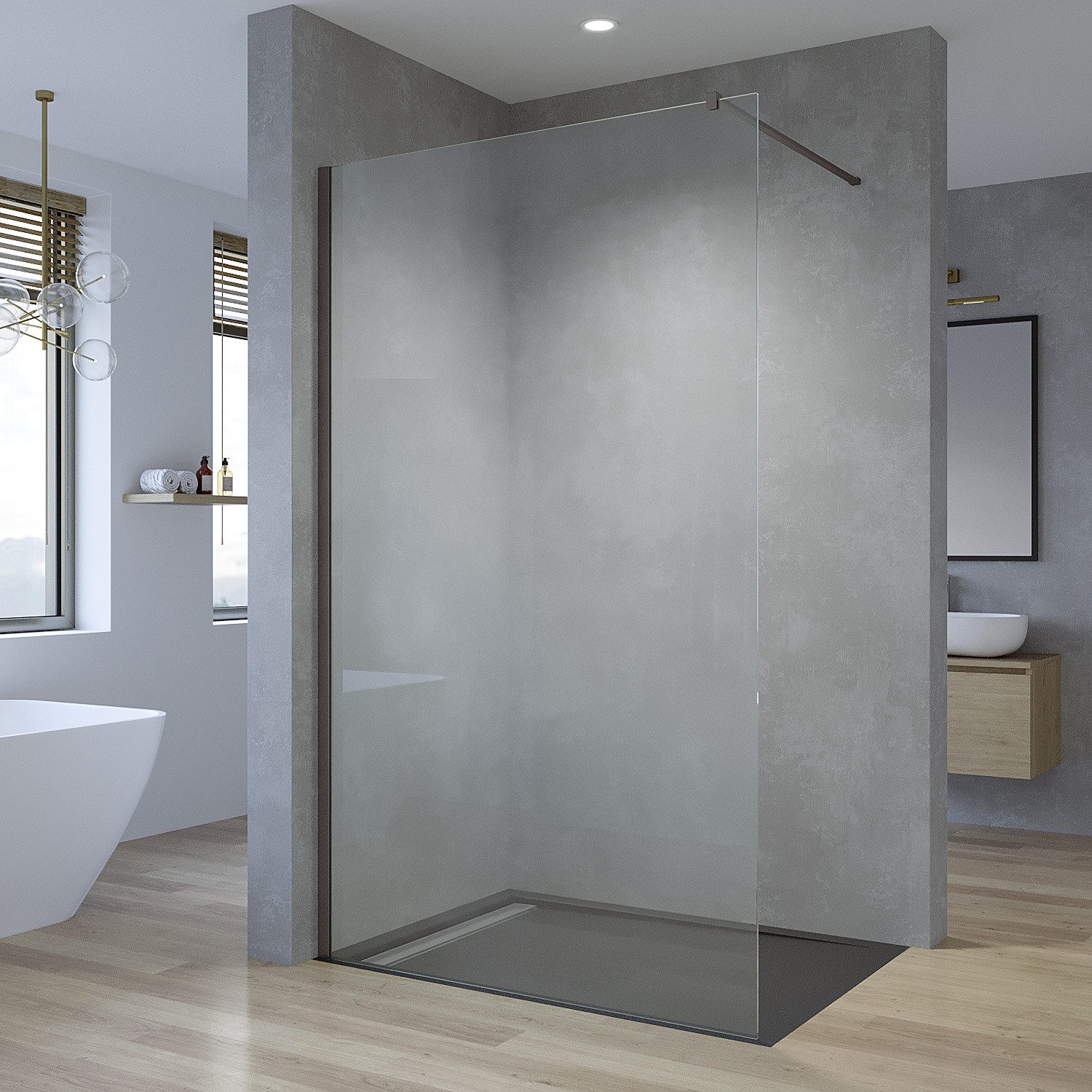 AQUABATOS Walk-in-Dusche Duschabtrennung Duschwände Duschtrennwand Gold günstig online kaufen