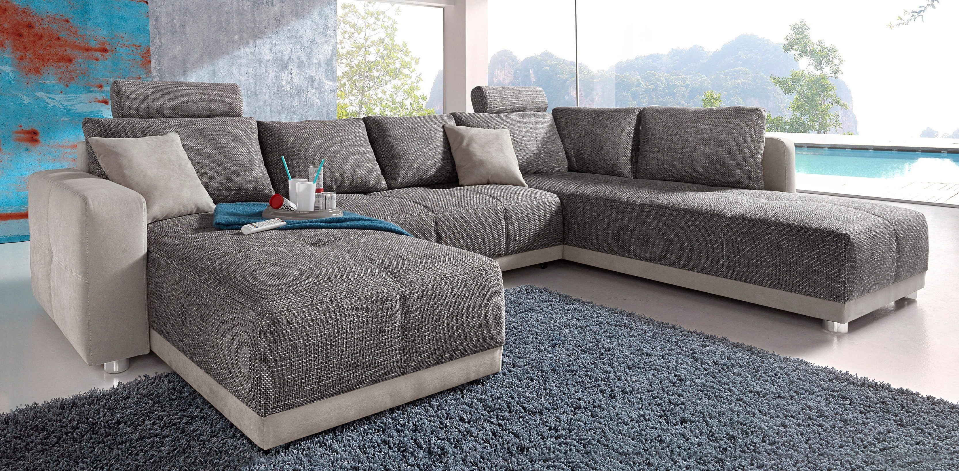 Jockenhöfer Gruppe Wohnlandschaft "Orlando U-Form, B: 337 cm" mit Bettfunkt günstig online kaufen