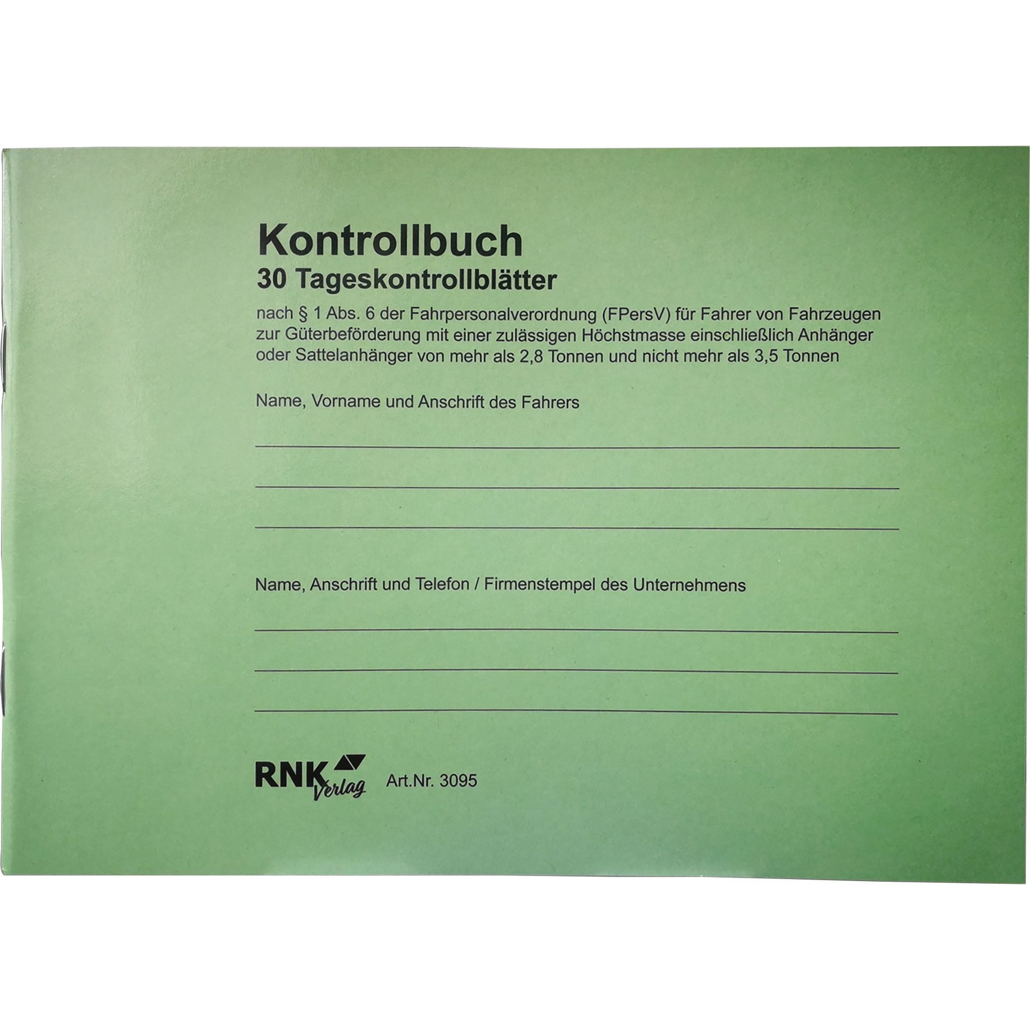 Rnk Rasmi RNK Formularblock RNK Kontrollbuch Tageskontrollblätter DIN A5 quer 32Bl