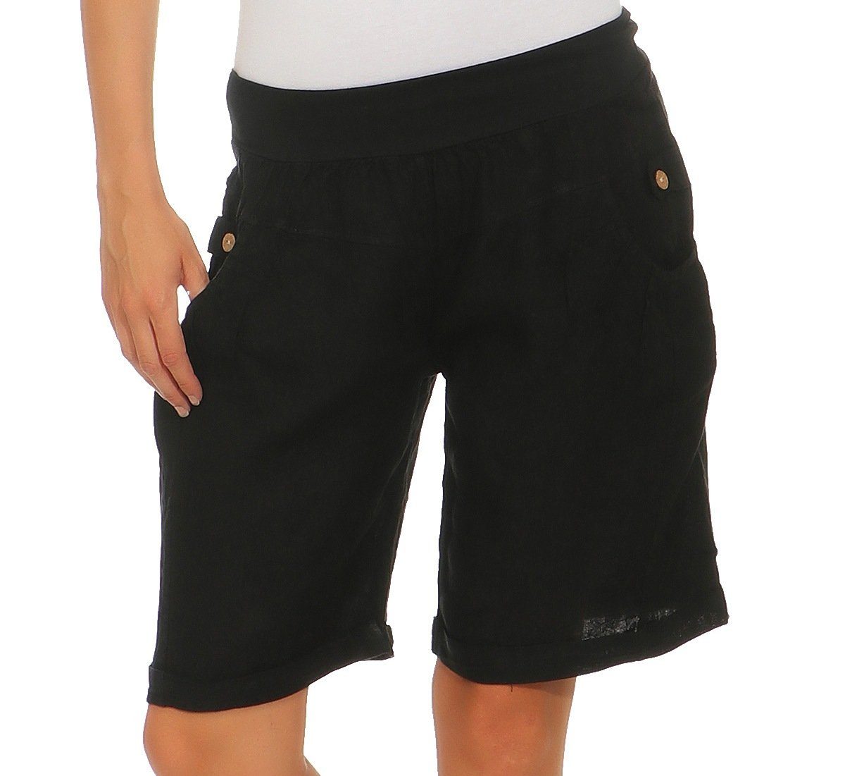 Mississhop Leinenhose 100 % Leinen Leinenshorts günstig online kaufen