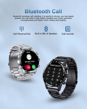 Lige Smartwatch (1,32 Zoll, Android iOS), Anrufe wasserdicht herzfrequenzmesser schrittzähler kompatibel