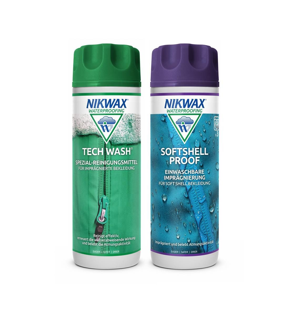 Nikwax NIKWAX Tech Wash und SoftShell Proof 2x300ml - Doppelpack Spezialwaschmittel