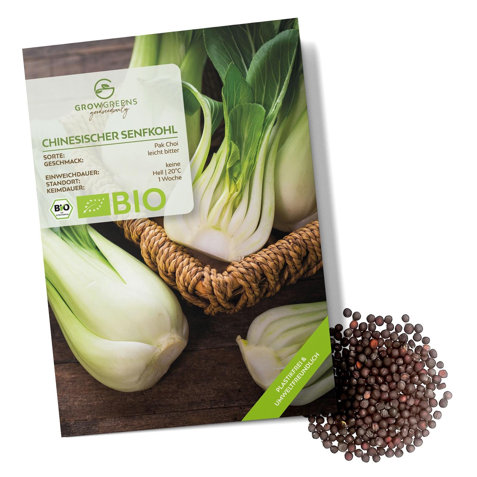 Gemüsesamen BIO Chinesischer Senfkohl Samen (Pak Choi) -Pak Choi Saatgut 150 Korn
