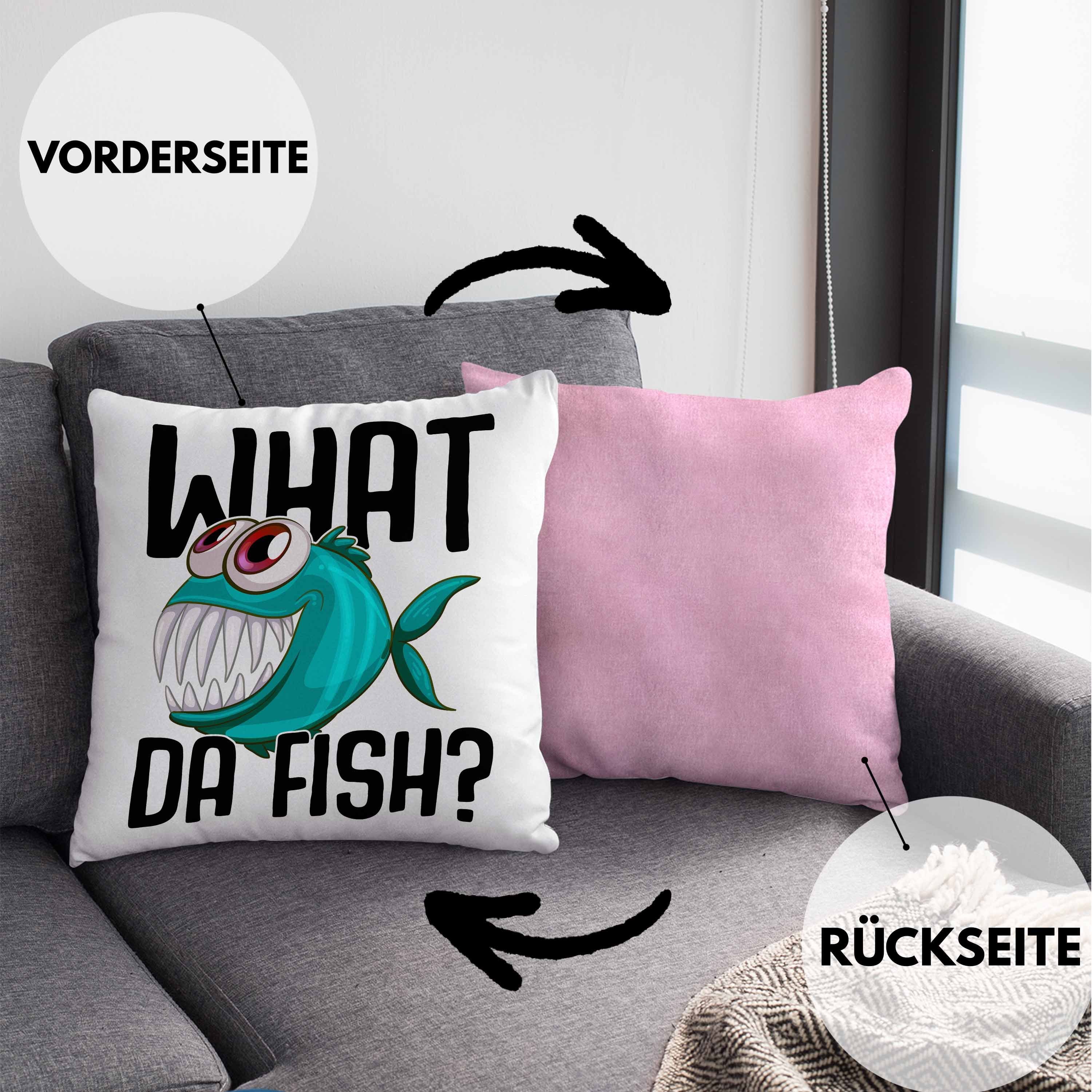 Fischer Hecht Trendation Hobbyangler Raubfische Dekokissen Zubehör mit Angeln Barsch Forelle Dekokissen Kissen Angler 40x40 Kaffeetasse Geschenk Füllung Trendation - Rosa