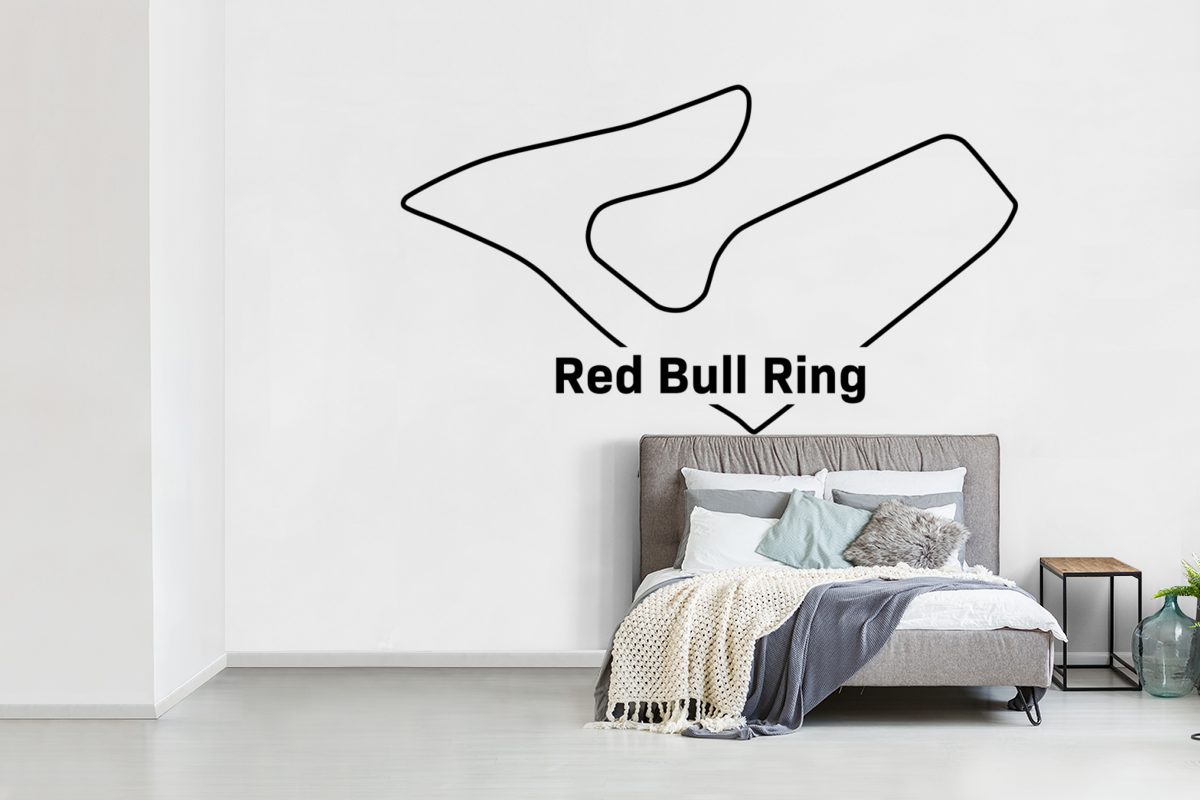 Bull (6 Schlafzimmer, MuchoWow bedruckt, Ring Kinderzimmer, Fototapete Tapete Vinyl St), - Formel-1-Rennstrecke, Matt, für Wohnzimmer, Wallpaper Red