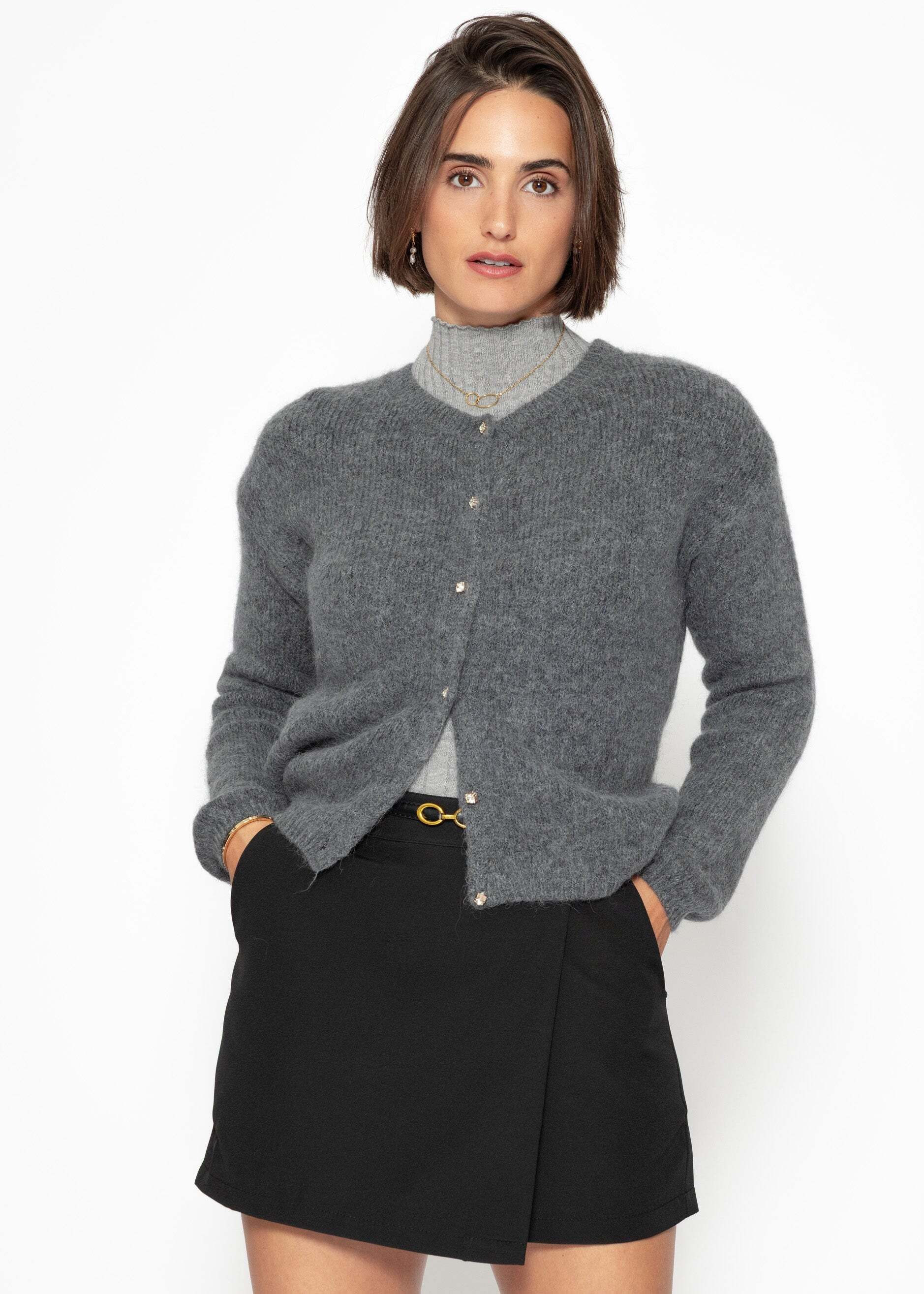 SASSYCLASSY Cardigan Weicher Strickcardigan mit Zierknöpfen für Damen Flaus günstig online kaufen