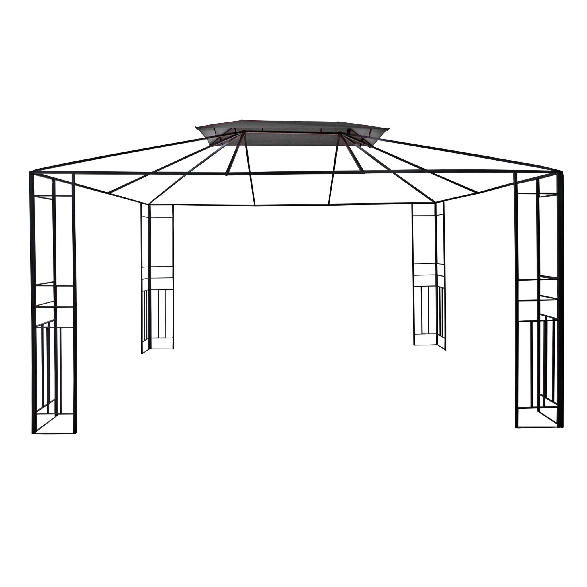 paramondo Pavillon Gartenpavillon 4x3m Deluxe Pavillon Outdoor stabil Anthrazit, Doppel Dach, UV 50+, Erdnägel Set, leicht demontierbar