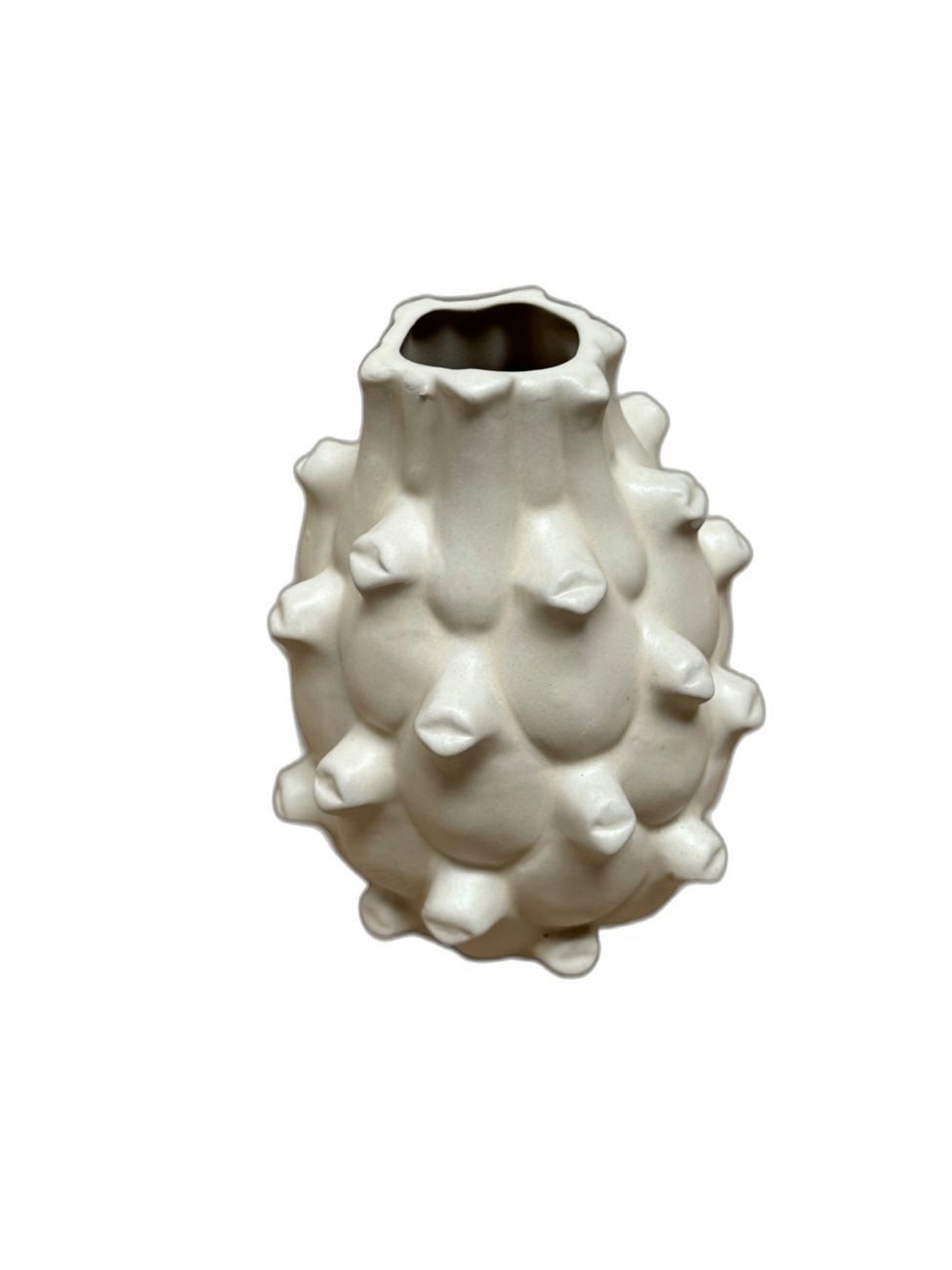 Light & Living Dekovase Dekovase Taya Creme mit Noppenstruktur, Noppenstruktur, organische Form, matte Cremefarbe