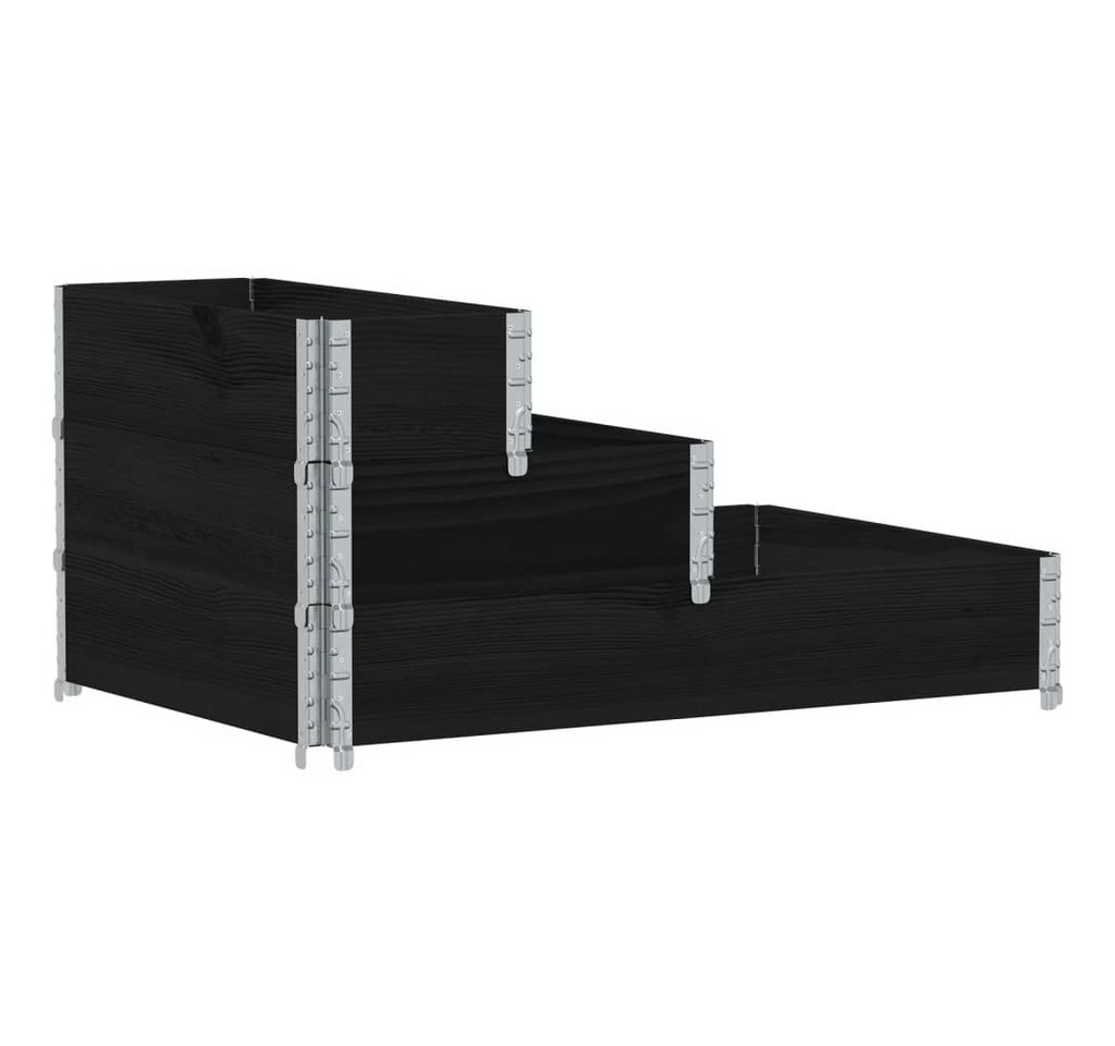 Thumbnail - vidaXL Hochbeet, Paletten-Aufsatzrahmen 3-fach Schwarz 120x80 cm Massivholz