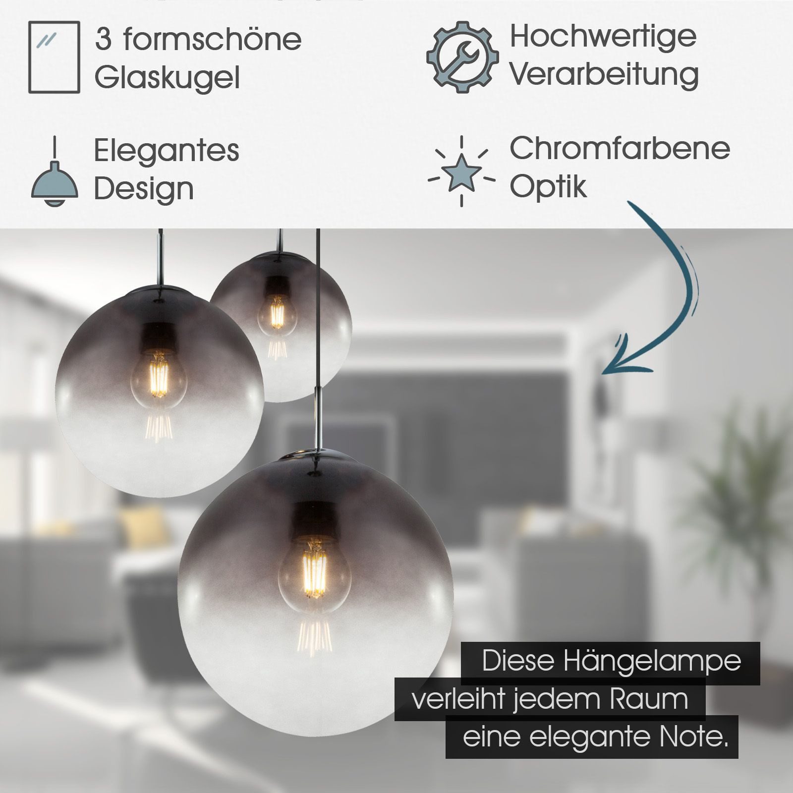 bmf-versand Hängeleuchte Hängelampe Esszimmer Rauchglas Kugeln günstig online kaufen